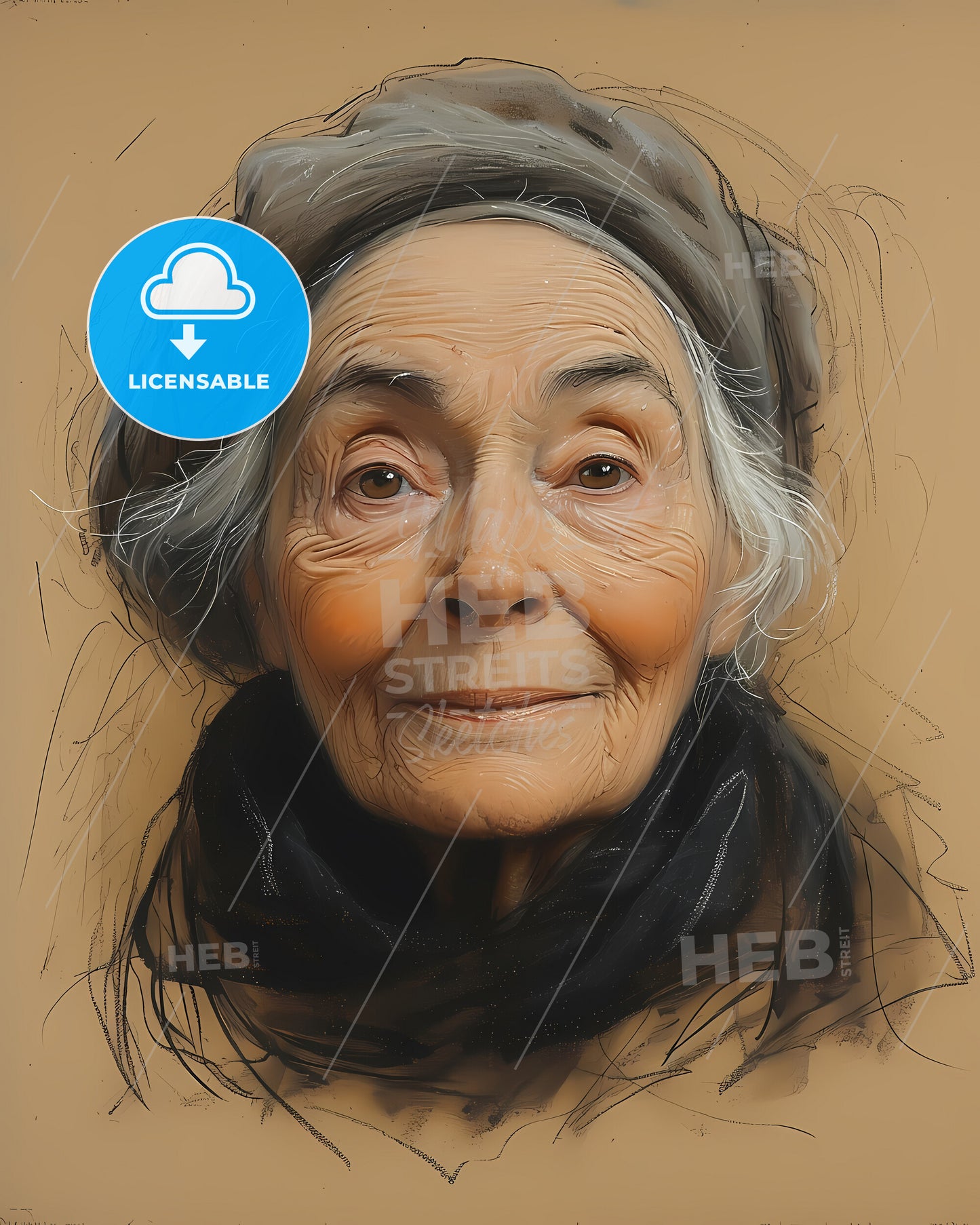 Elizabeth, Fry, 1780 - 1845, a woman with grey hair and a scarf