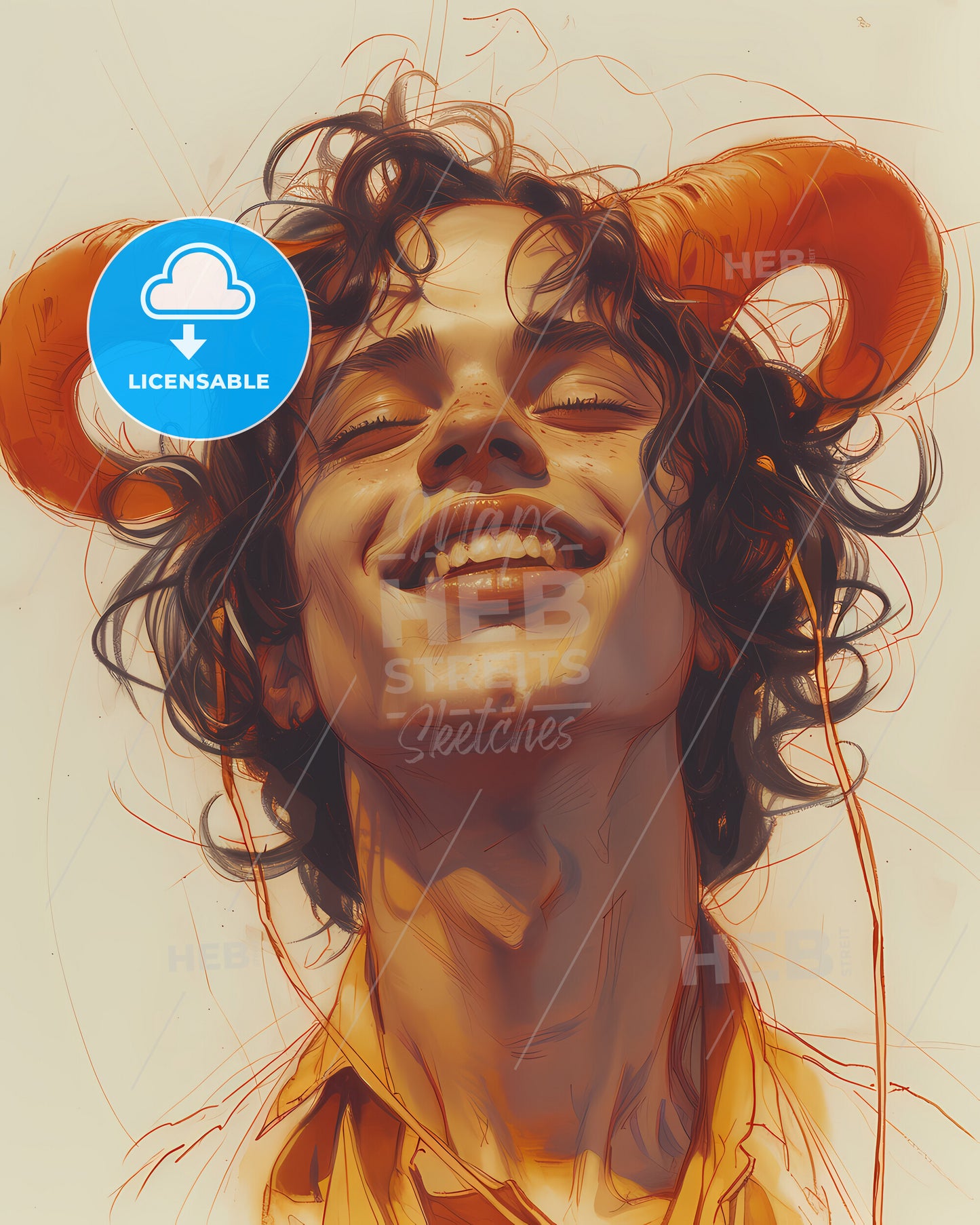 Dionysus, Bacchus, God of Wine and Revelry, a man with horns on his head