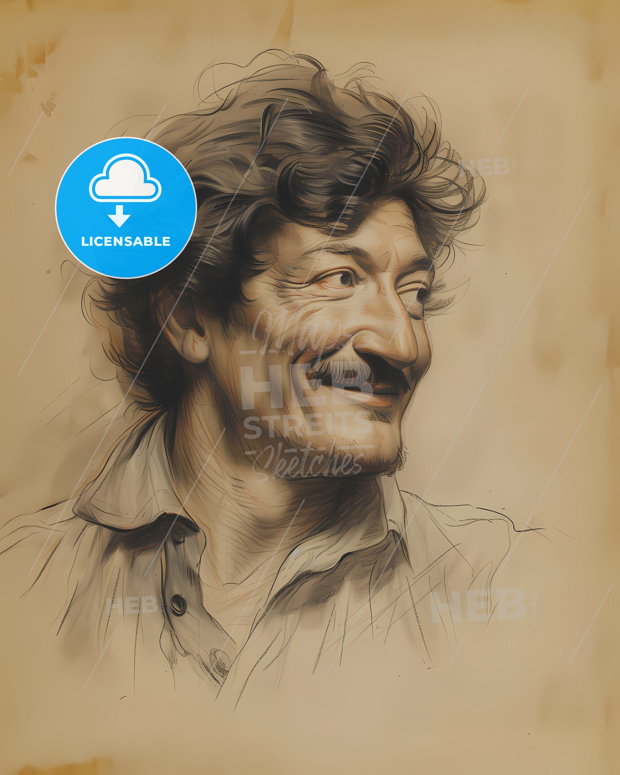Man with a smile, a Locke drawing