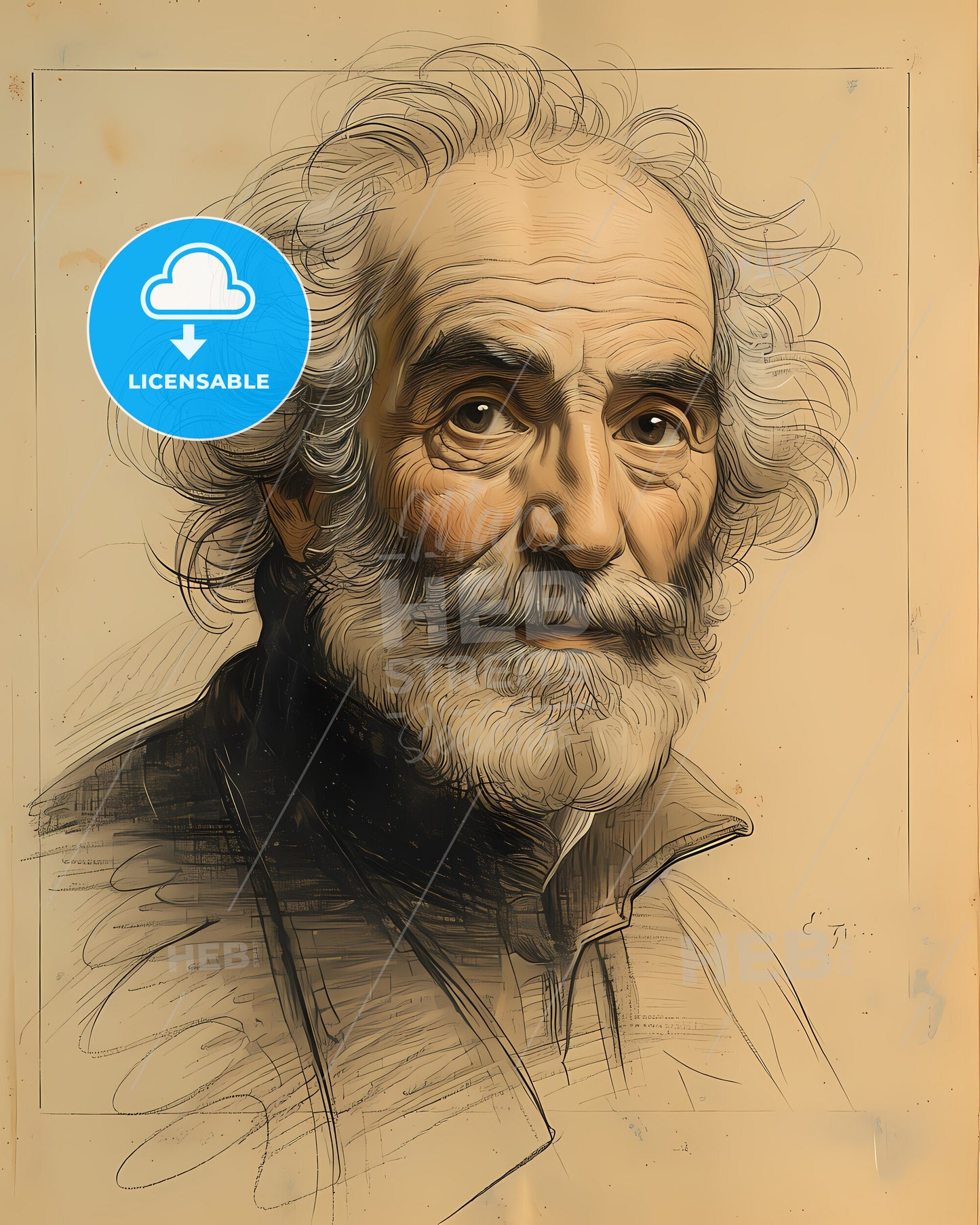 George, Philipp Telemann, 1681 - 1767, a drawing of a man