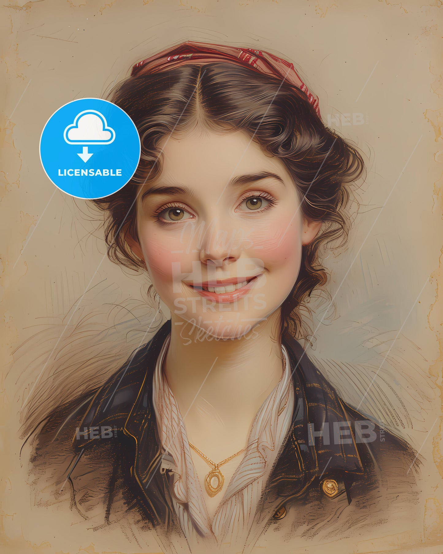 Charlotte, Cushman, 1816 - 1876, a woman smiling with a red bow on her head