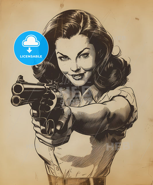my, cowgirl, a woman pointing a gun