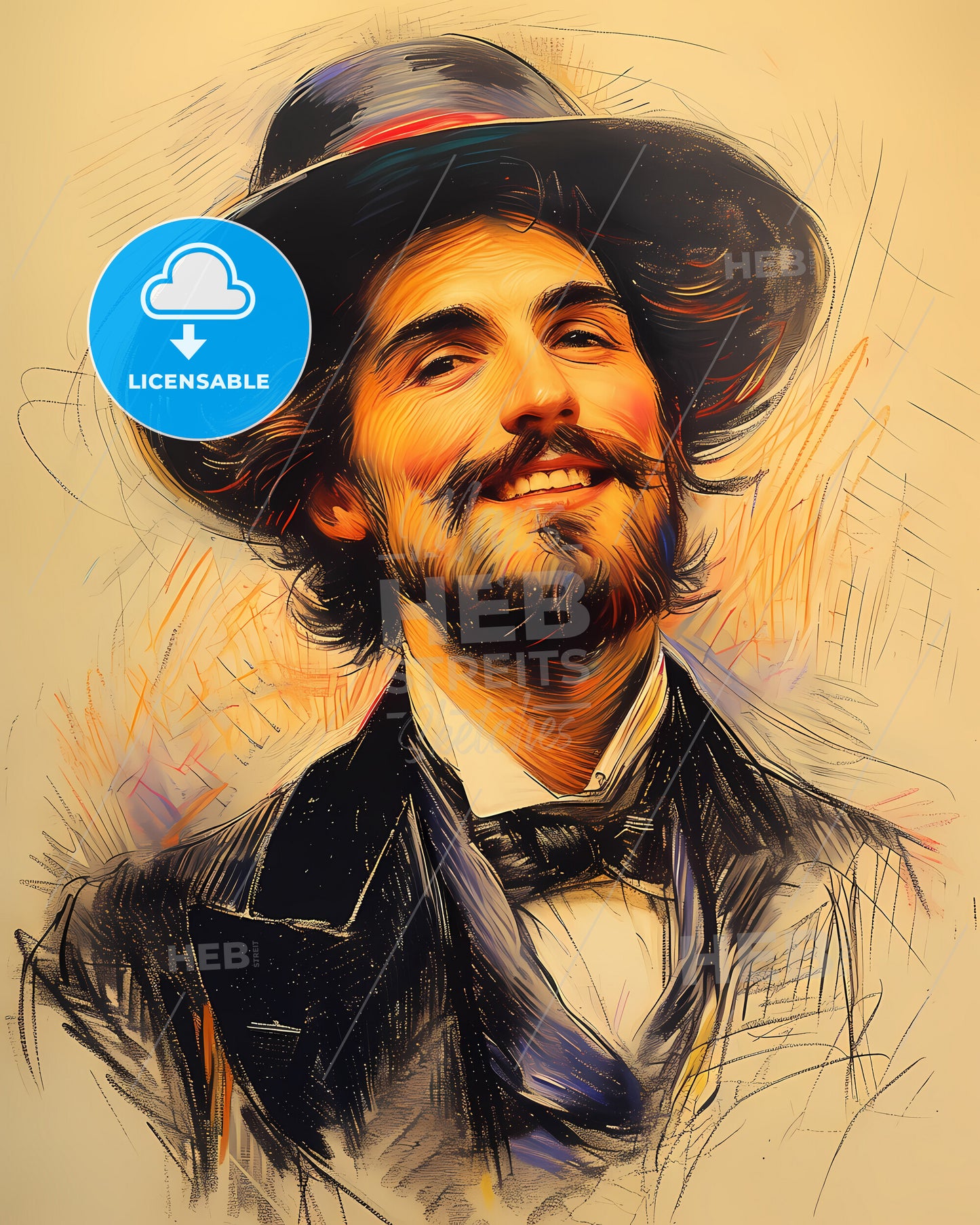 Édouard, Manet, 1832 - 1883, a man wearing a hat