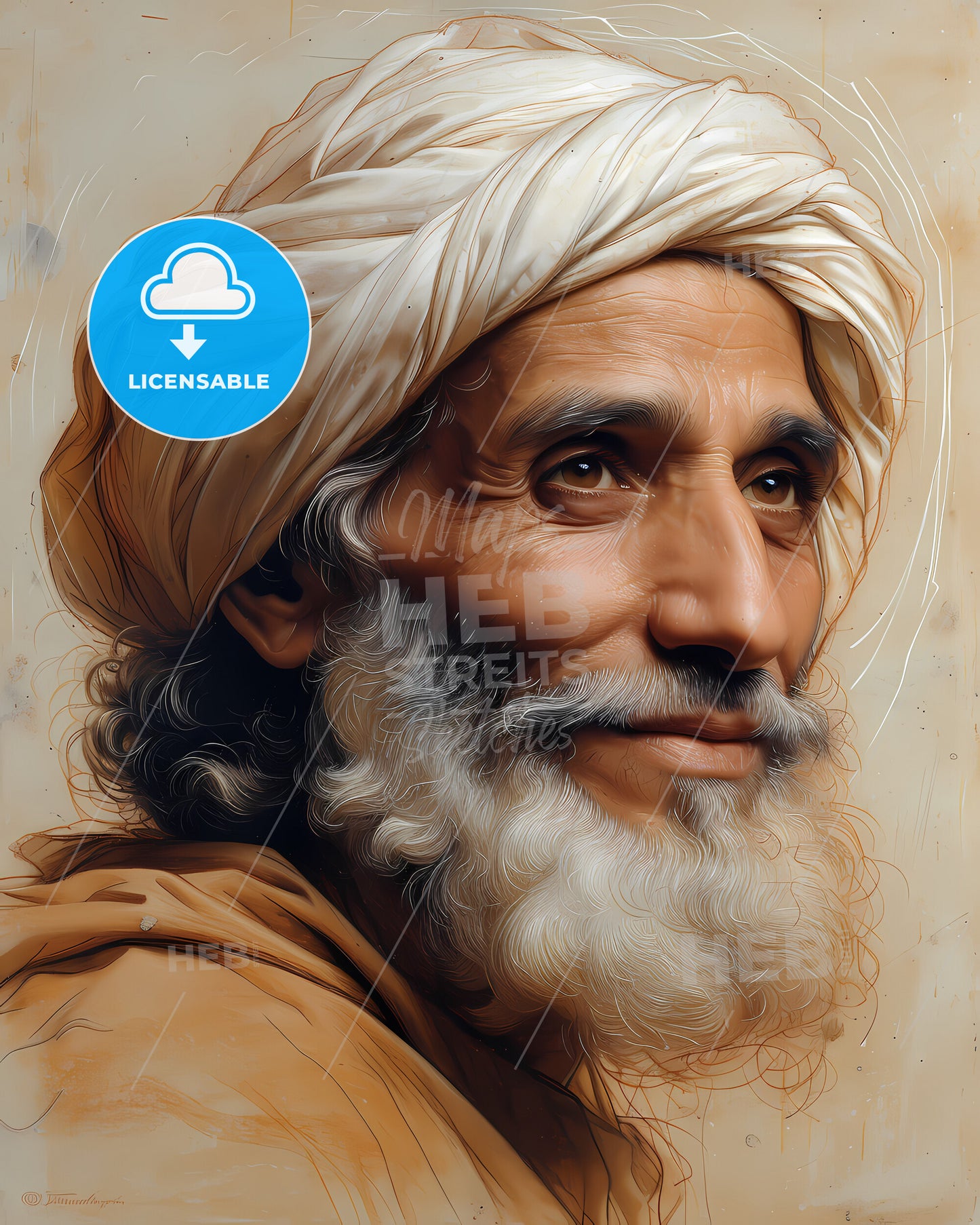 Ibn, Majid, c. 1421 - c. 1500, a man with a white beard and a white turban