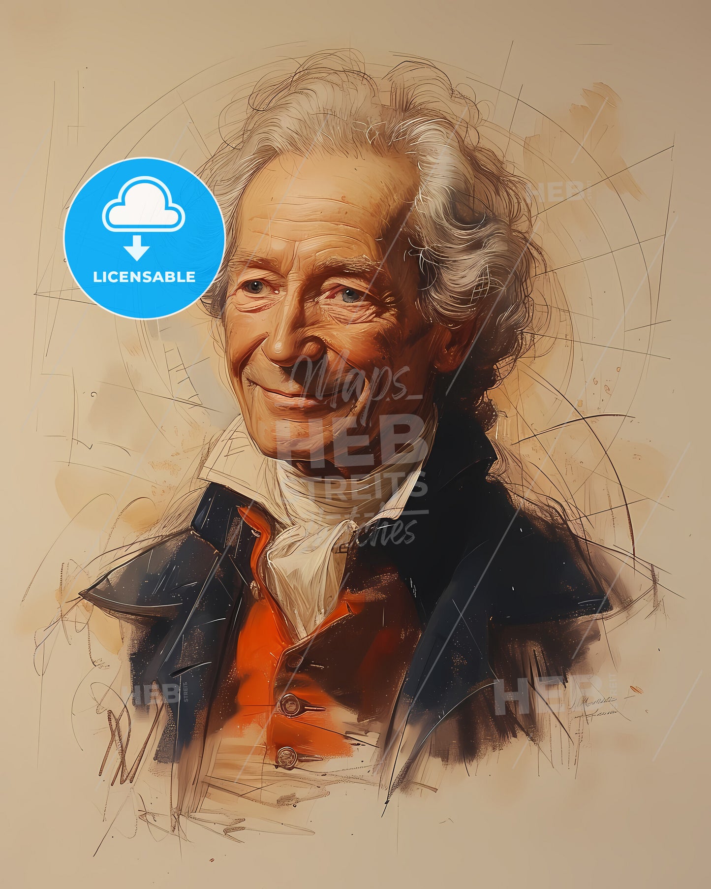 Sir William, Herschel, 1738 - 1822, a painting of a man