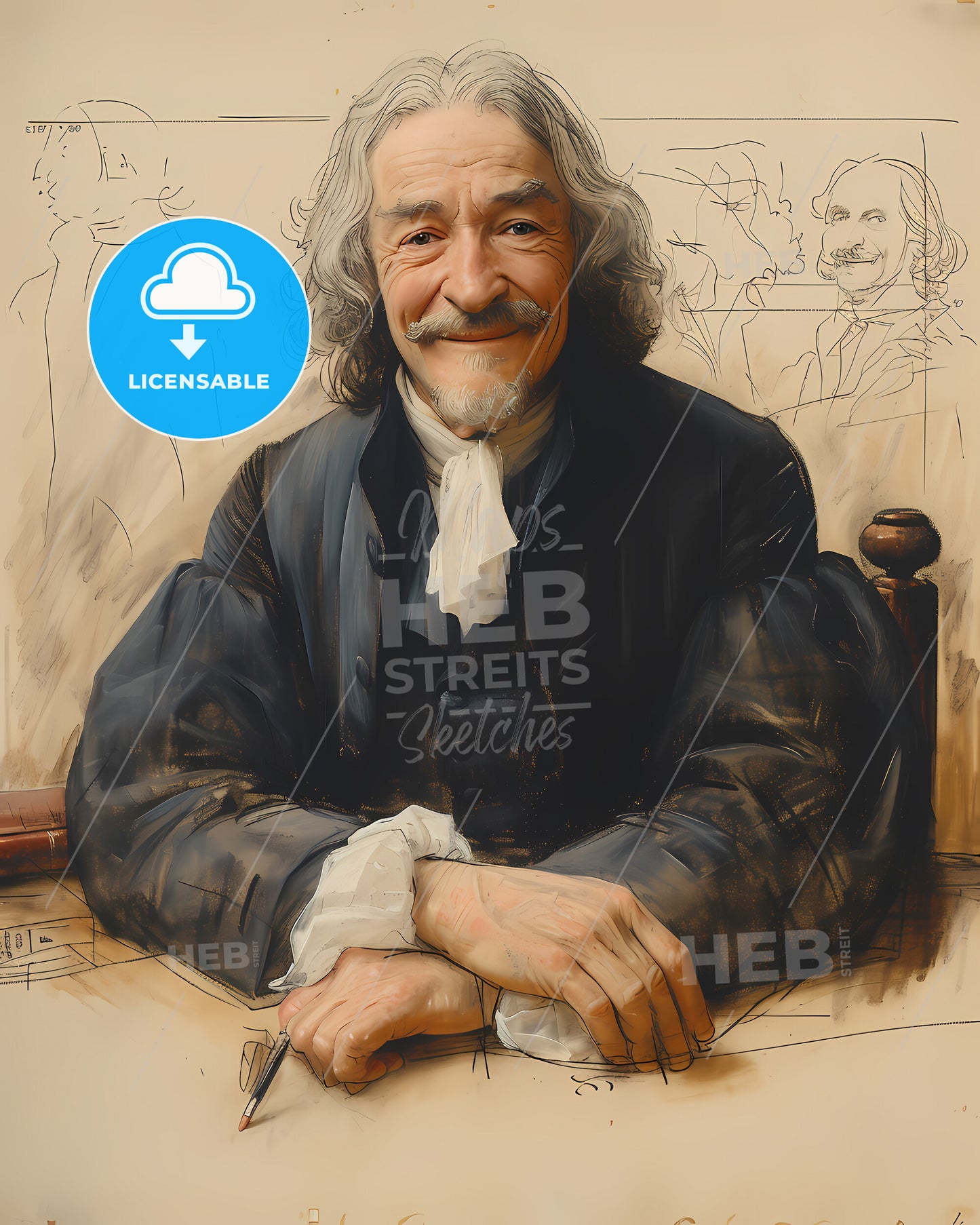 Samuel, Johnson, 1709 - 1784, a man sitting at a table