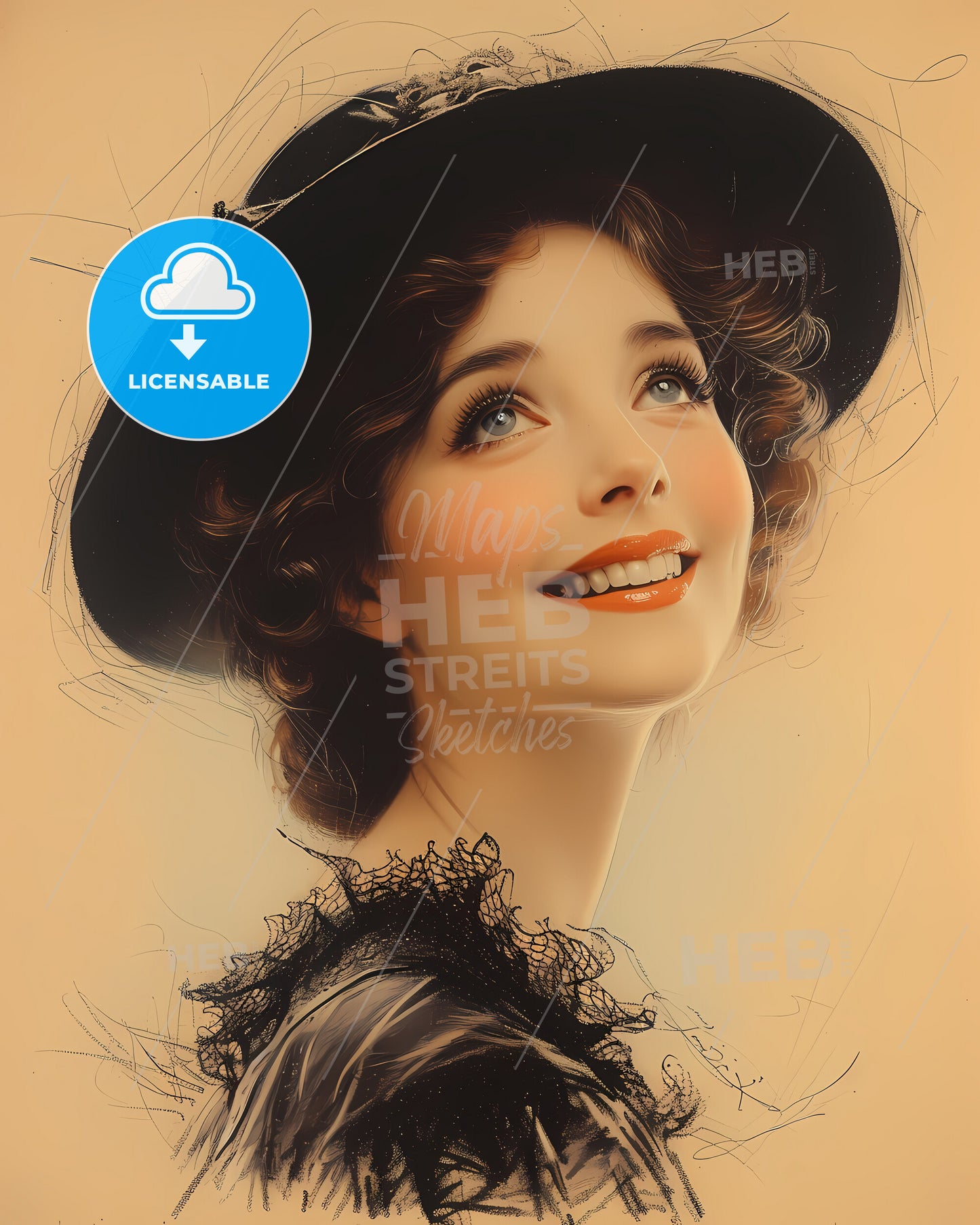 Anna, Held, 1872 - 1918, a woman wearing a hat