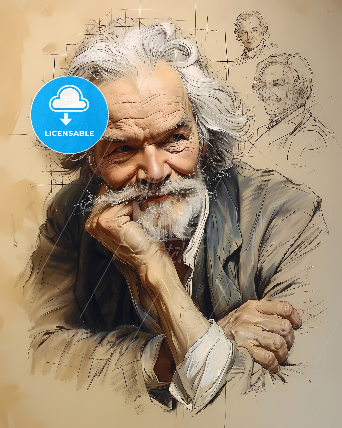 Samuel, Johnson, 1709 - 1784, a man with a beard and mustache