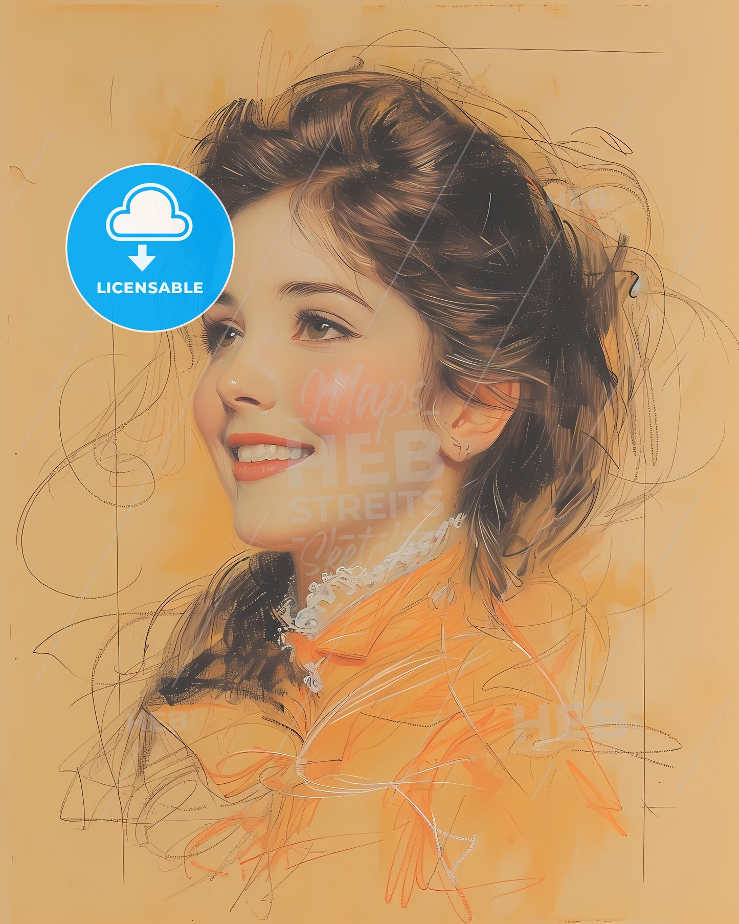 Lillie, Langtry, 1853 - 1929, a woman smiling with a yellow shirt