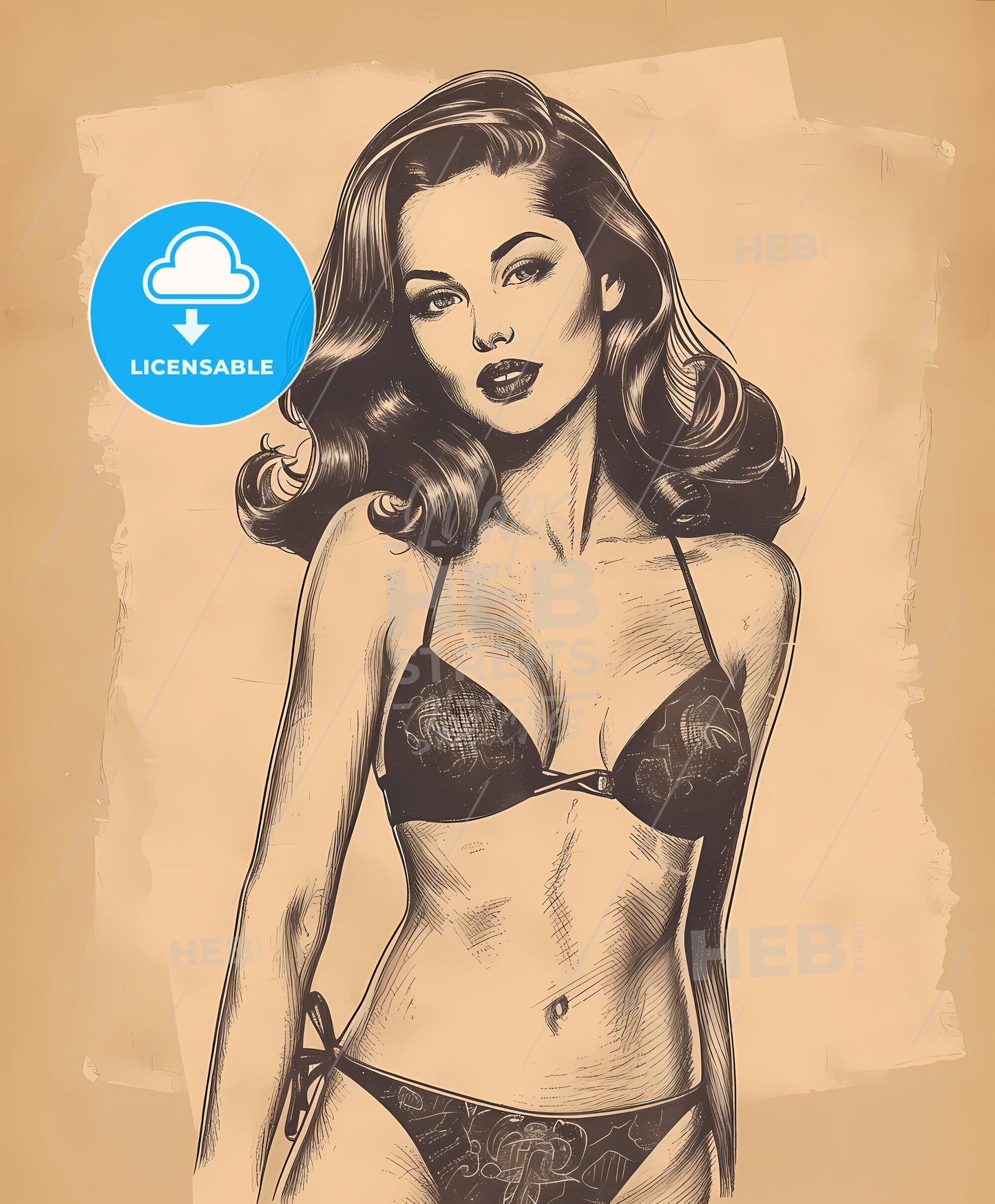 pretty, woman, sweeping overdrawn lines, a woman in a garment