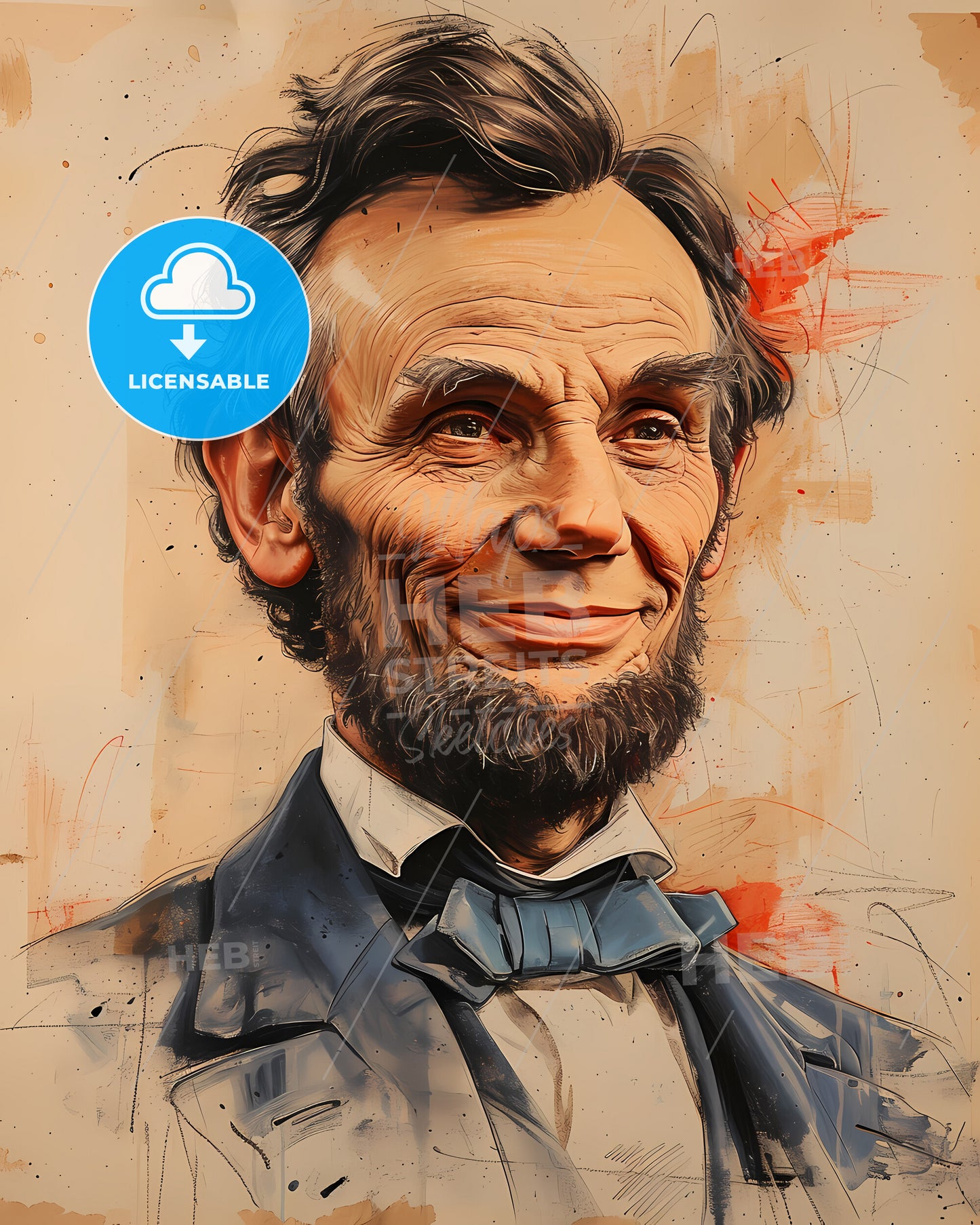Abraham, Lincoln, 1809 - 1865, a painting of a man with a beard