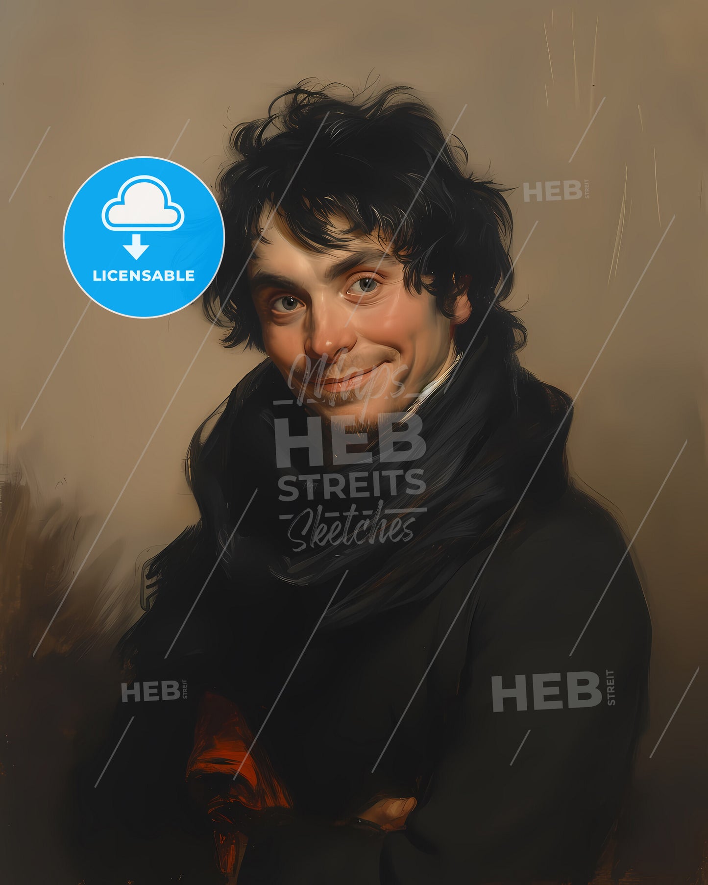 Francesco, Goya, 1746 - 1828, a man with black hair and a scarf