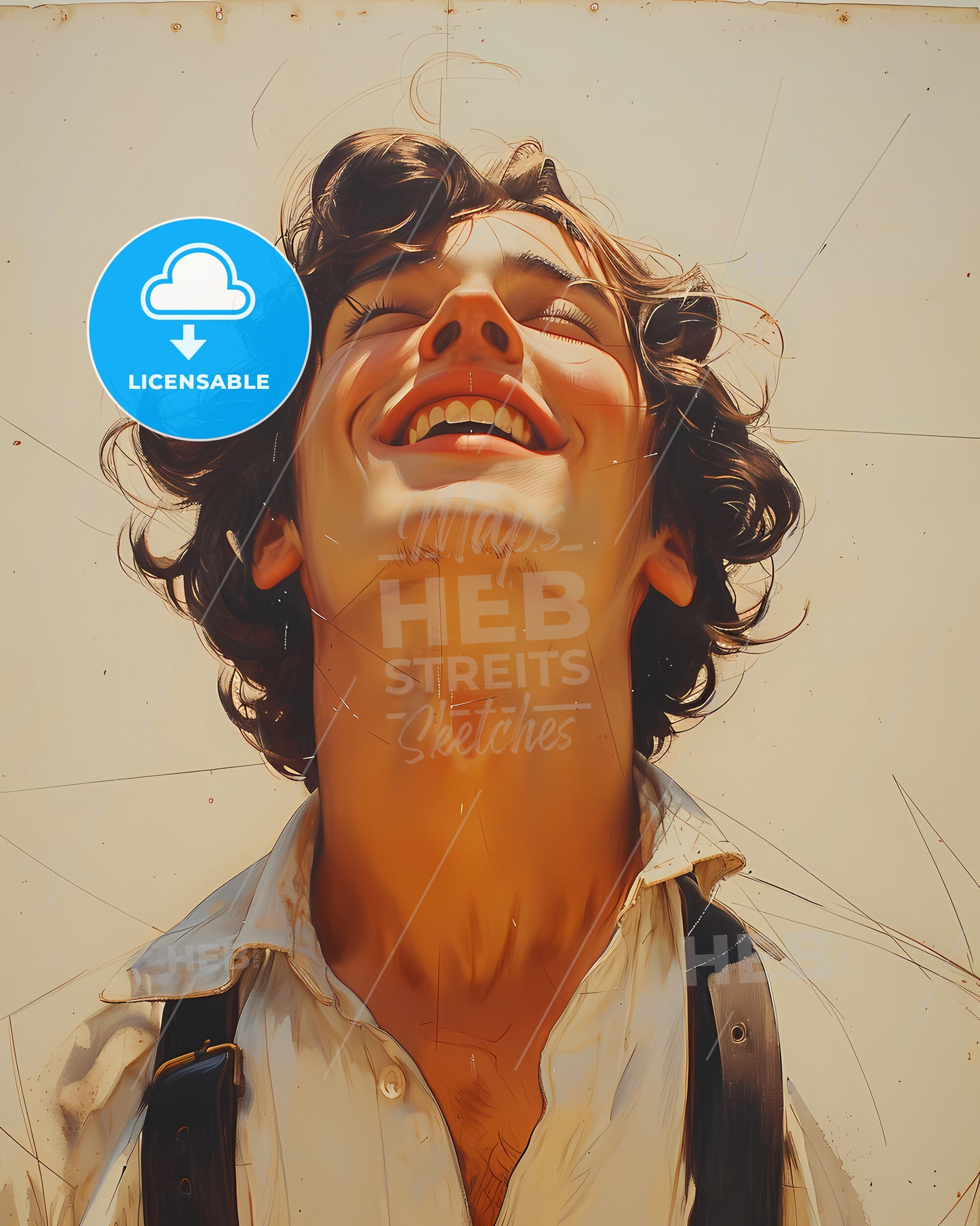 Eli, Whitney, 1765 - 1825, a man smiling with his eyes closed