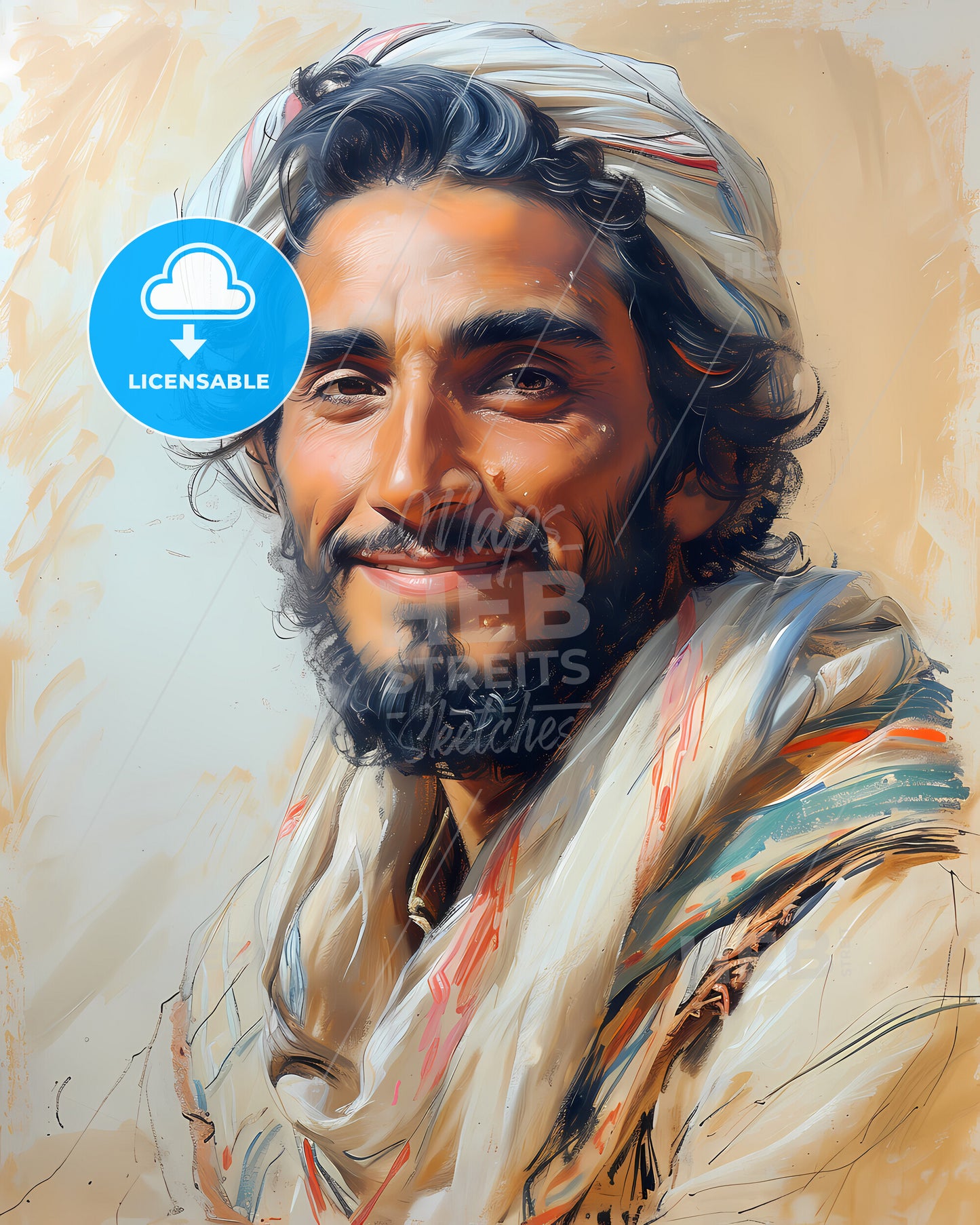 Ibn, Majid, c. 1421 - c. 1500, a man with a beard and a white headdress