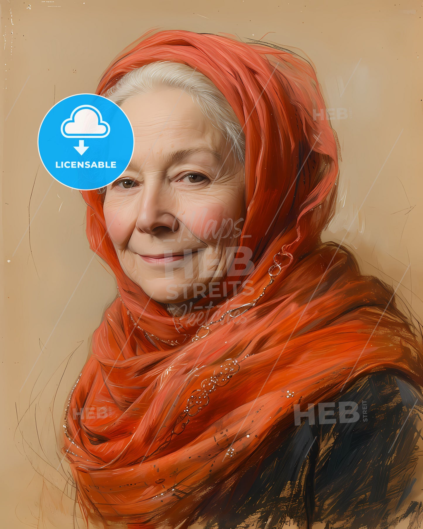 Empress, Anna of Russia, 1693 - 1740, a woman with a red scarf