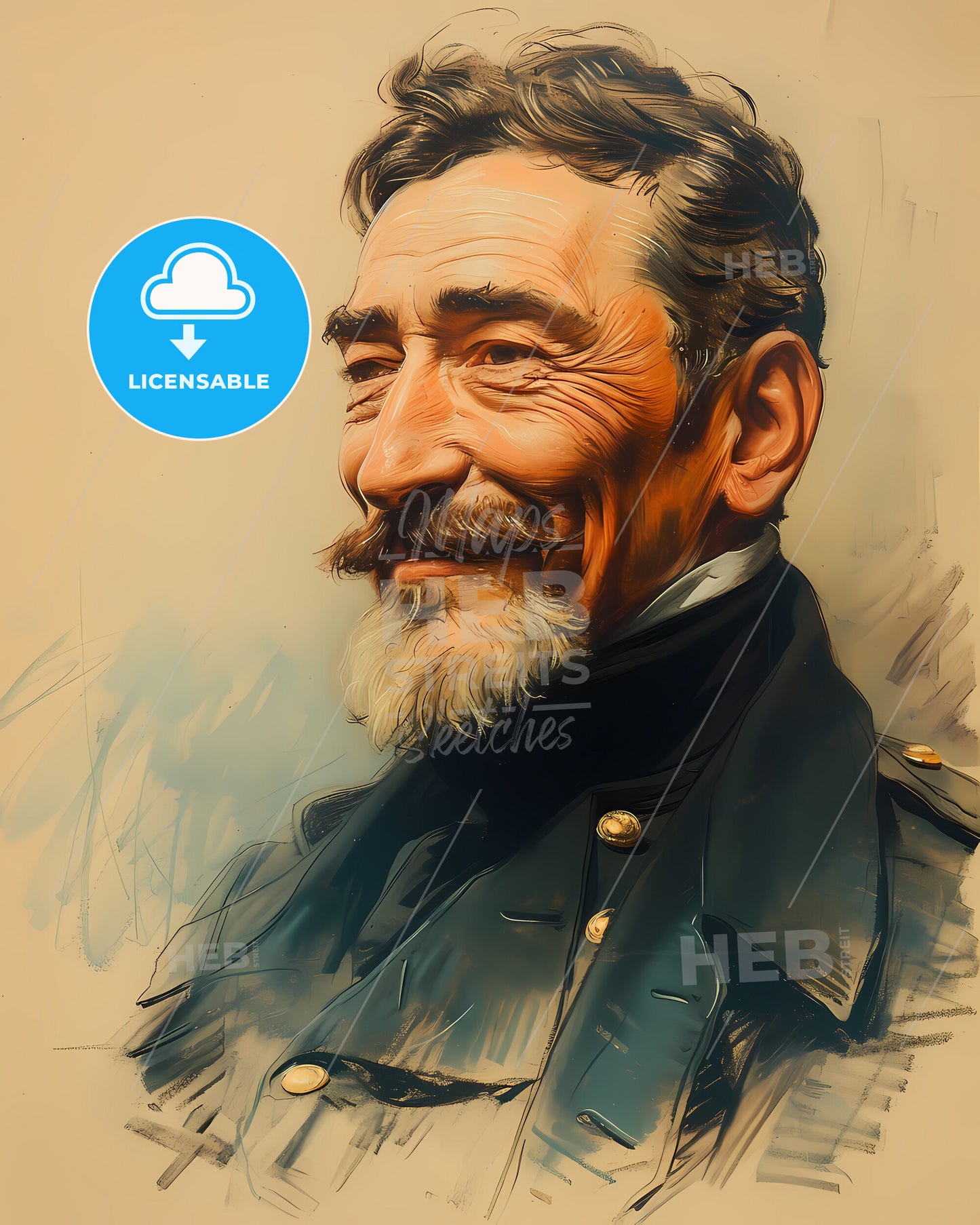 Admiral, David Farragut, 1801 - 1870, a man with a mustache and beard