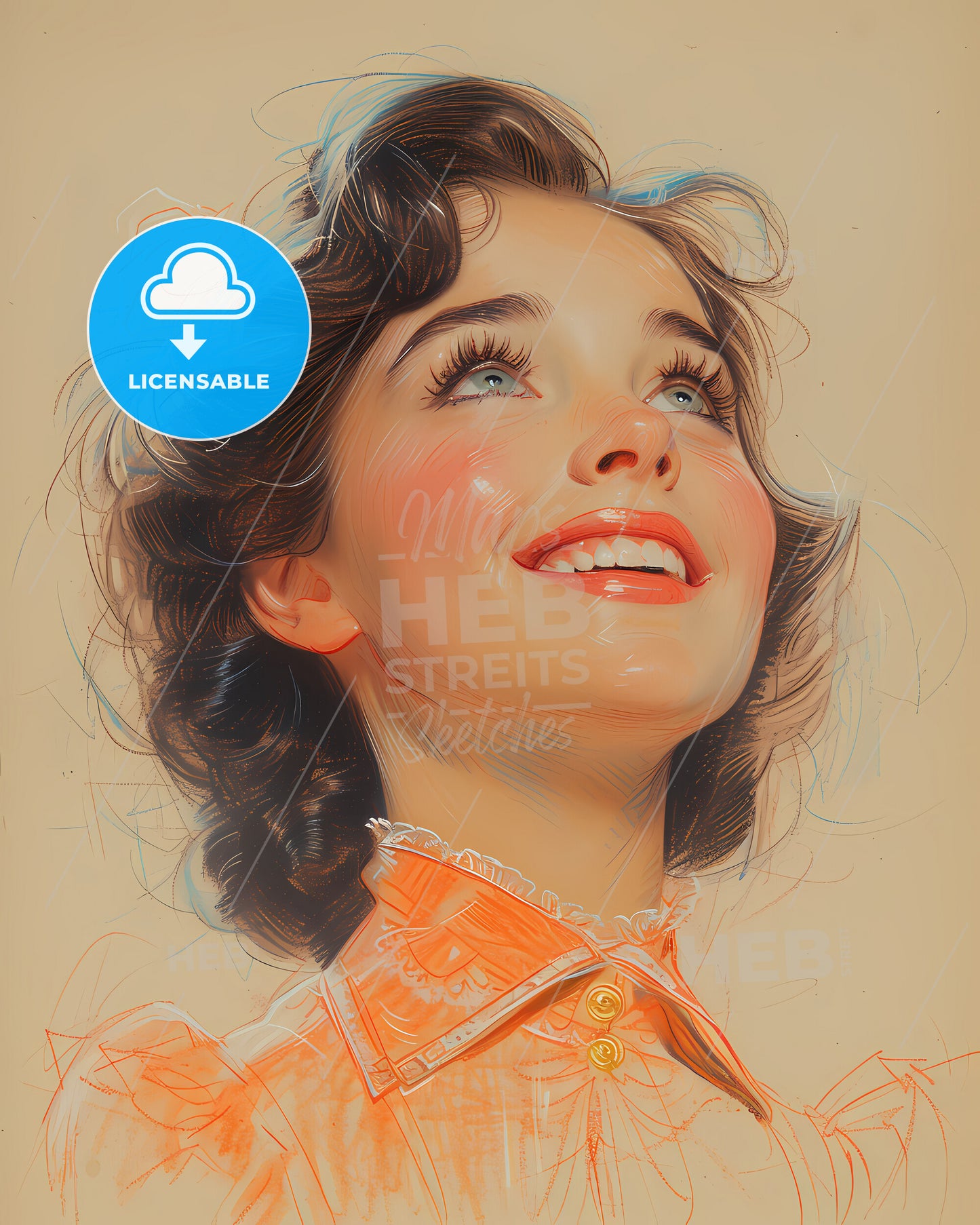 Anna, Held, 1872 - 1918, a woman looking up to the side