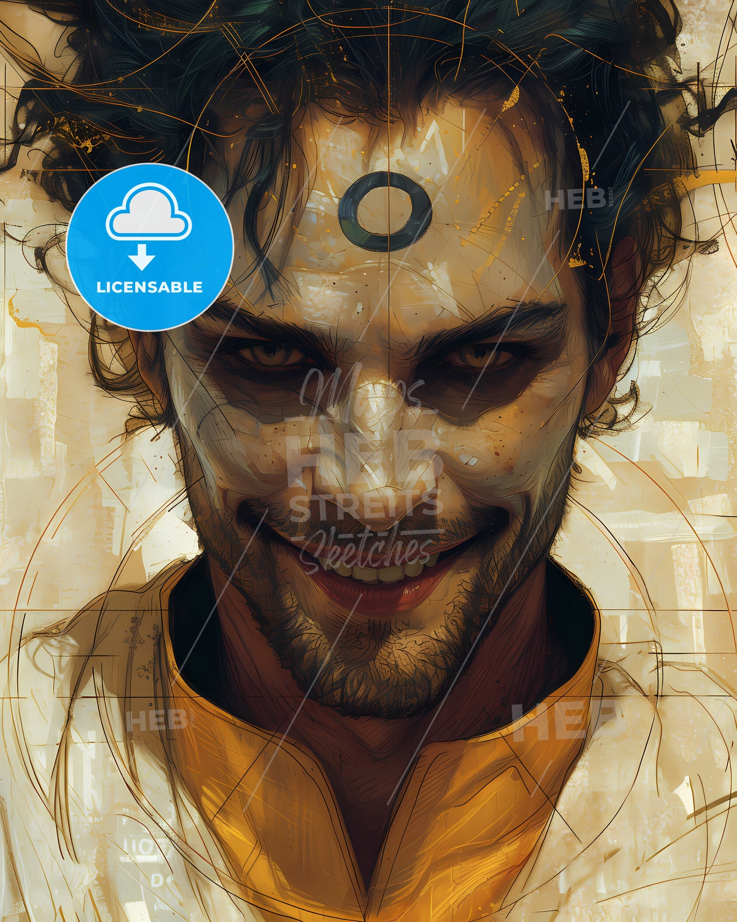 Ares, Mars, God of War, a man with a tattoo on his face