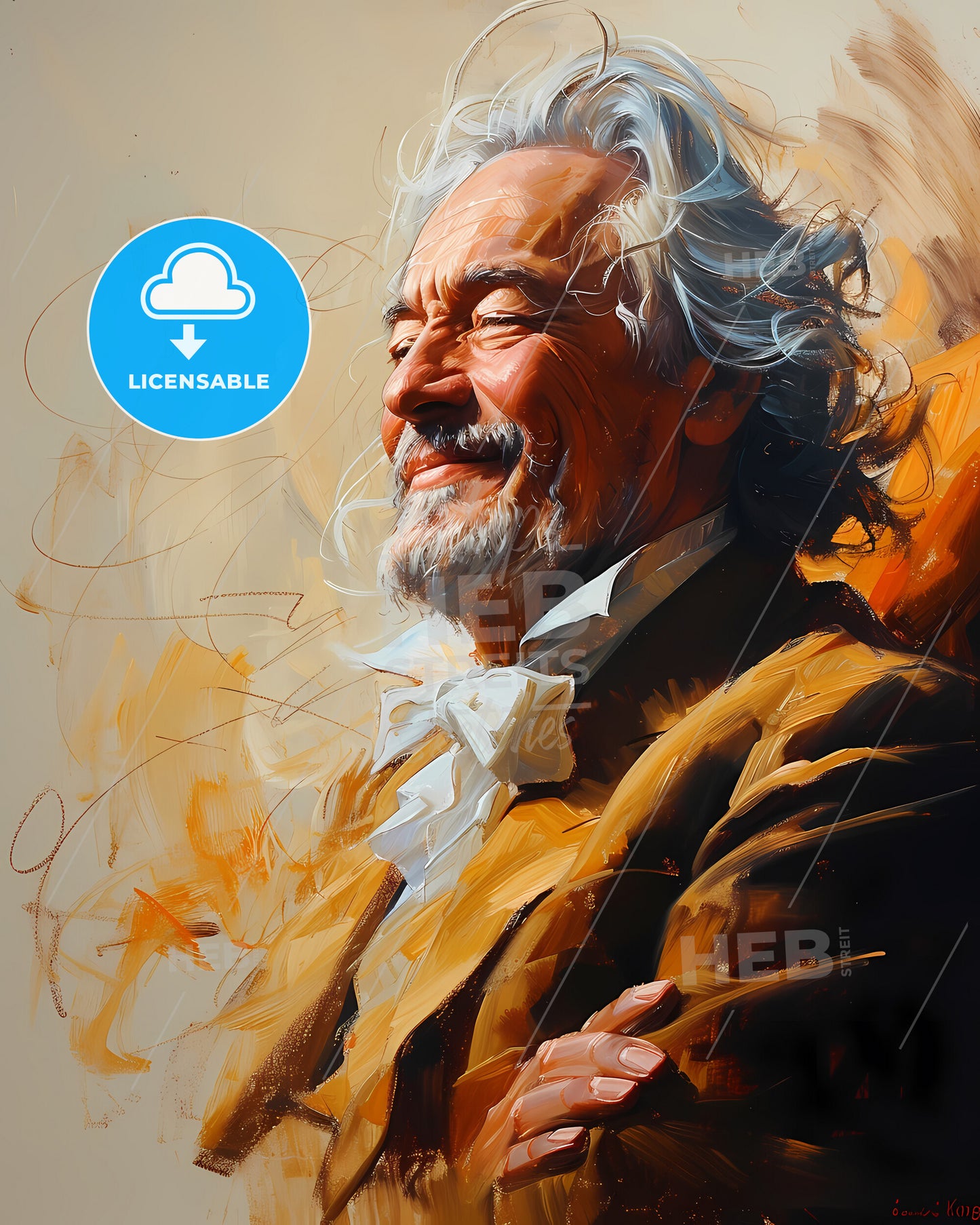 Johann, Strauss II, 1825 - 1899, a painting of a man with his arms crossed