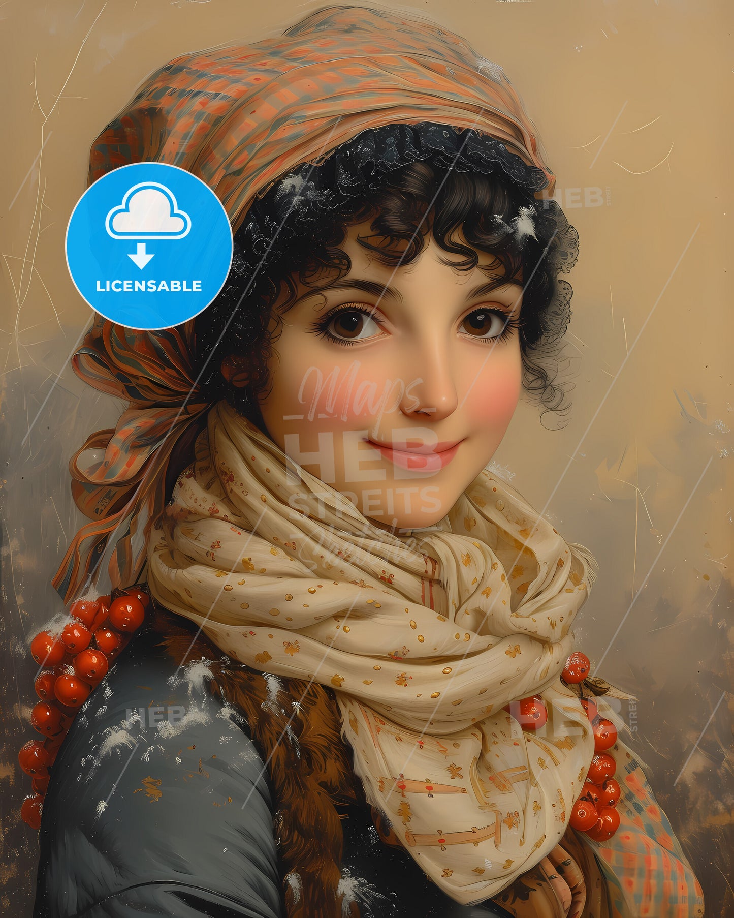 Fanny, Mendelssohn, 1805 - 1847, a woman wearing a scarf and a scarf around her head