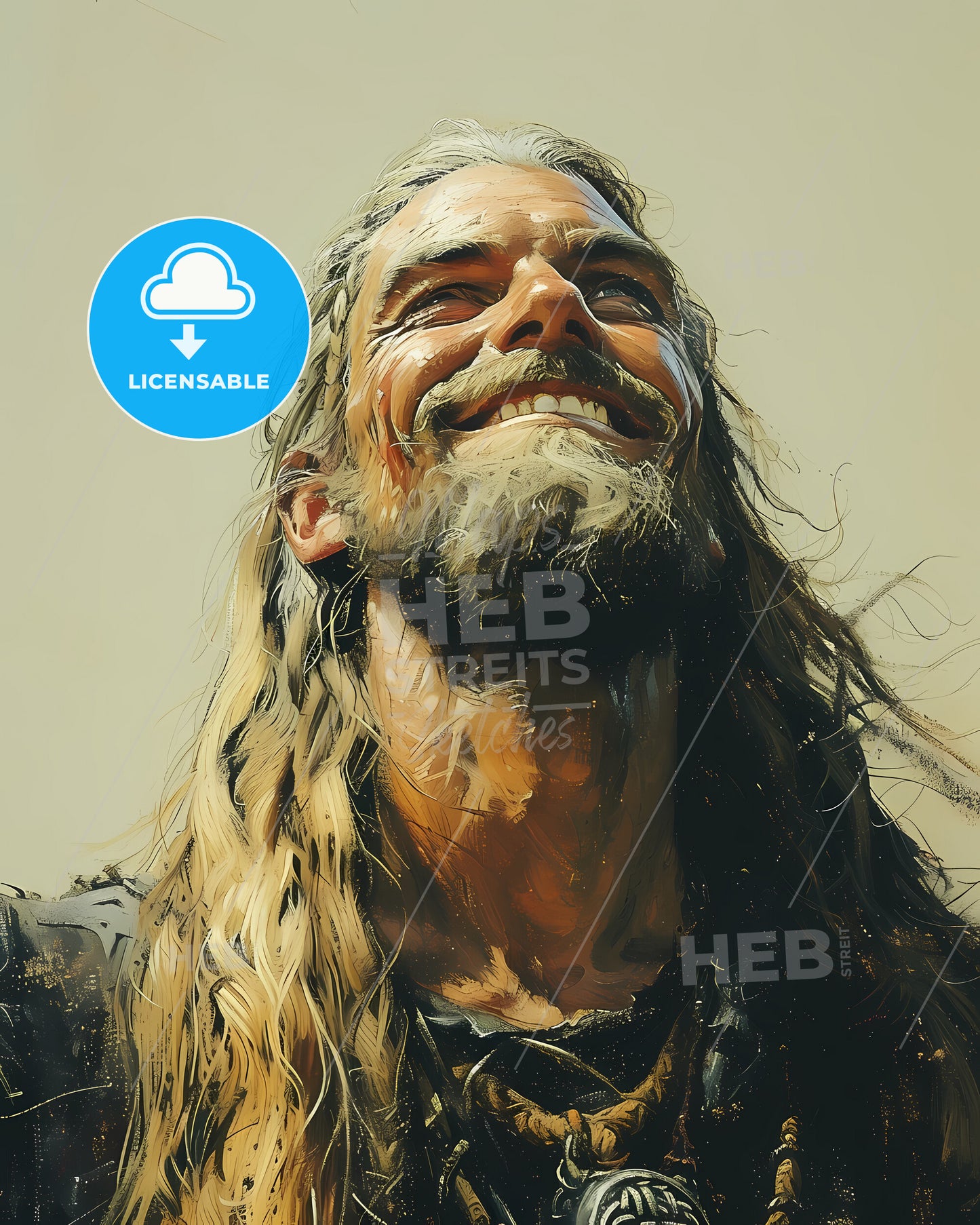 Ragnar, Lothbrok, c. 9th century - c. 865, a man with long hair and beard smiling