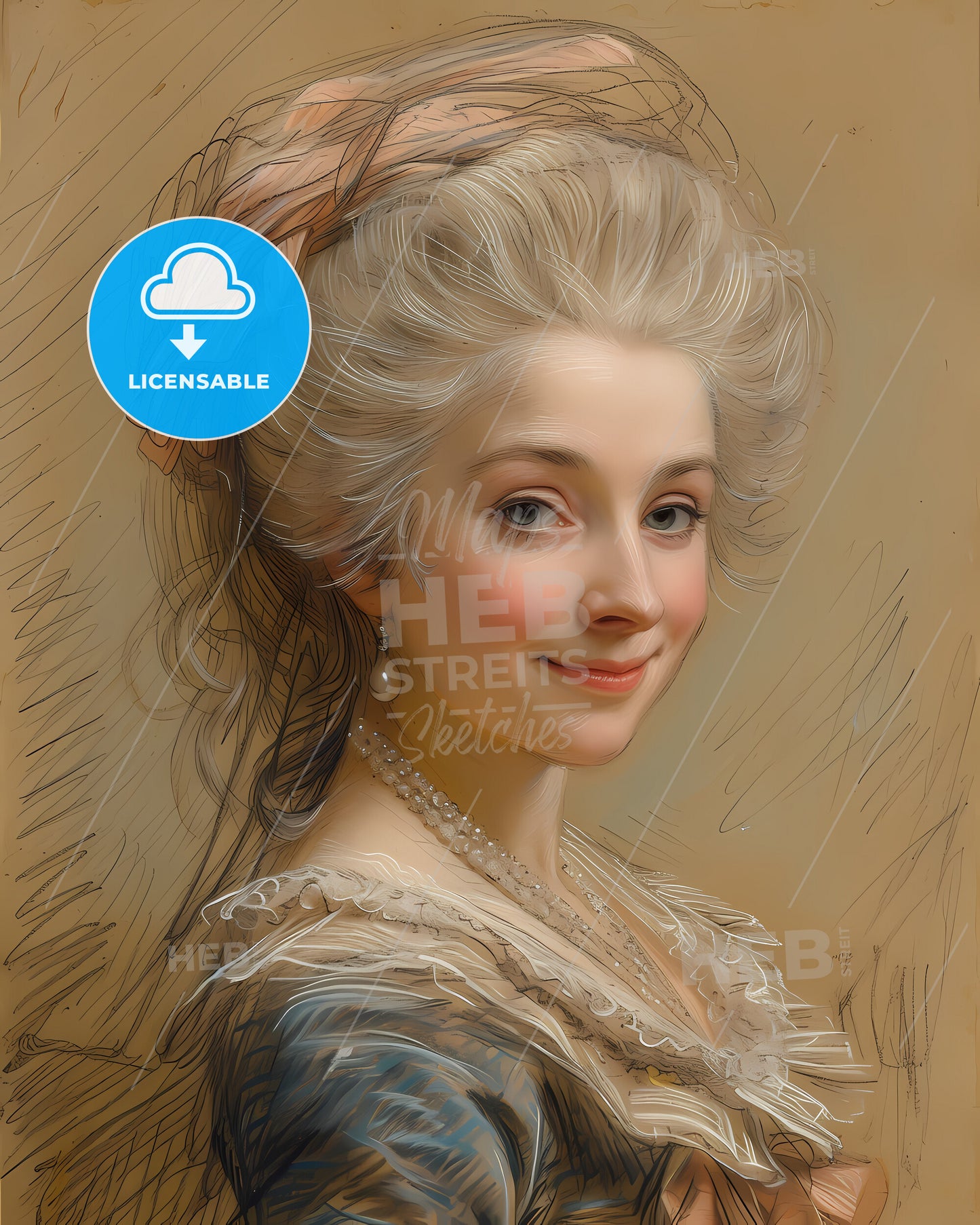 Empress, Maria Theresa, 1717 - 1780, a woman with a large hairdo