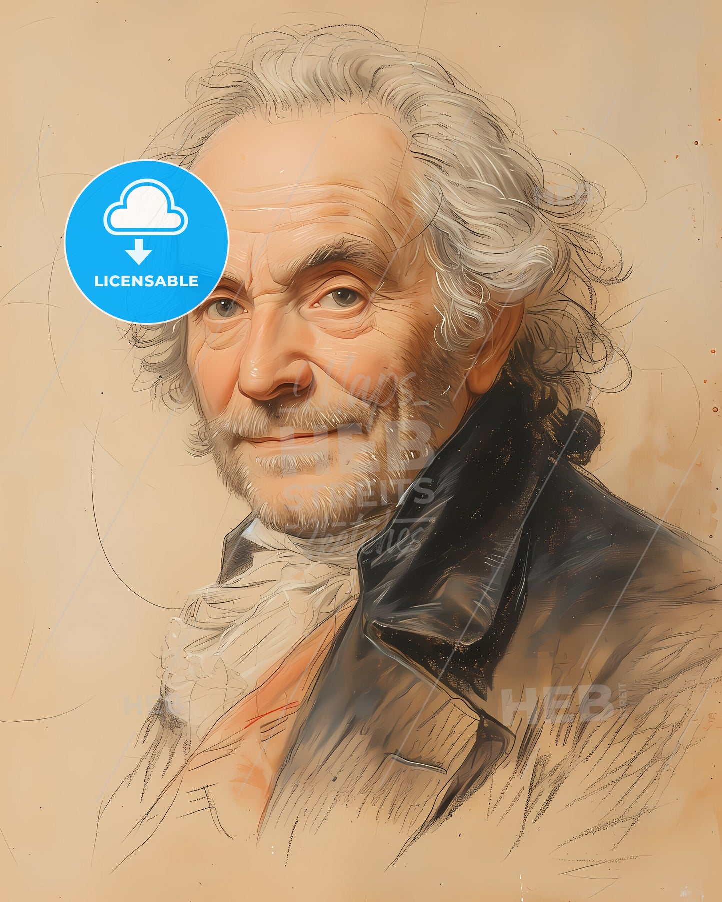 David, Rittenhouse, 1732 - 1796, a man with white hair and beard