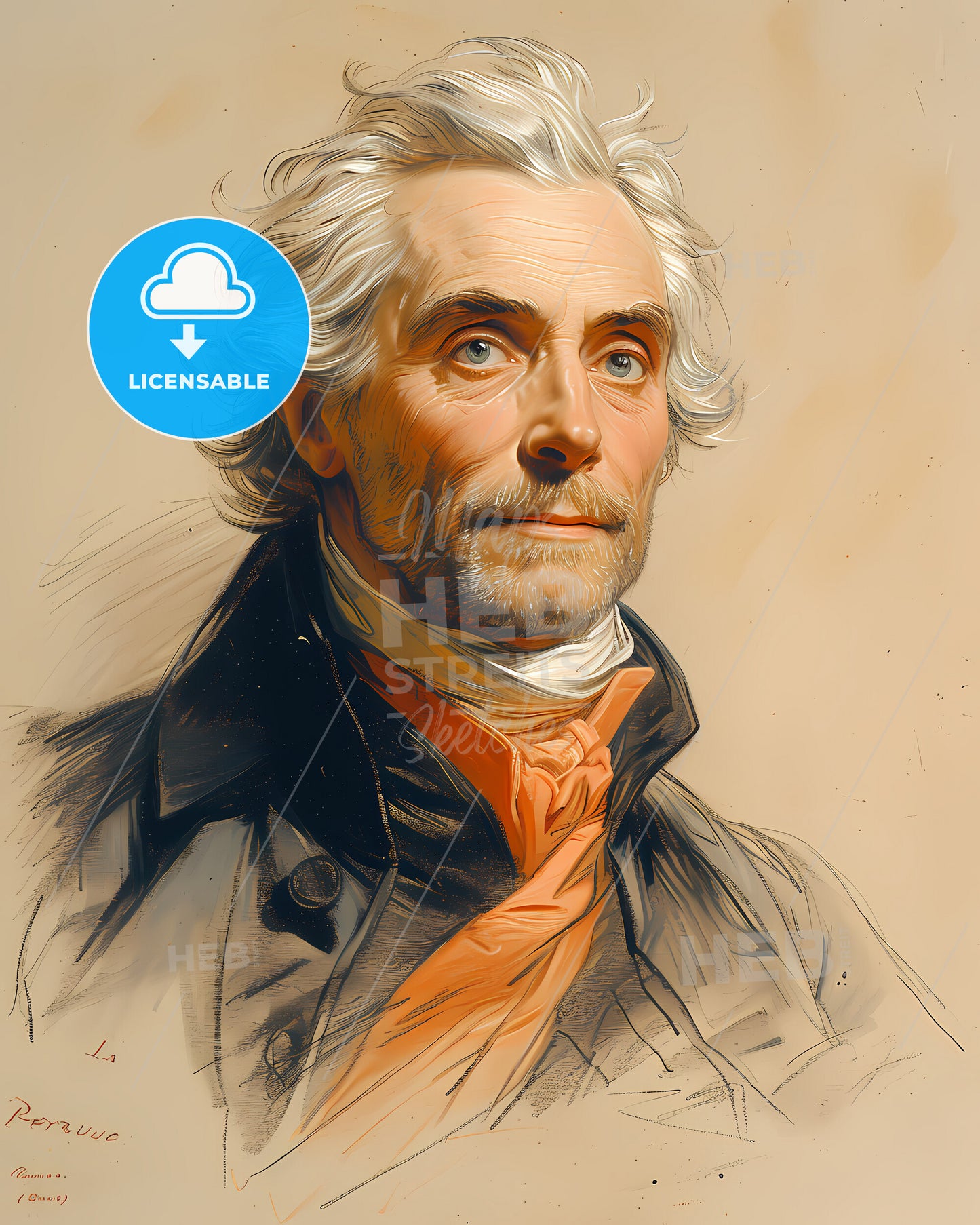 Jean-François, de Galaup, 1741 - 1788, a man with white hair and a scarf