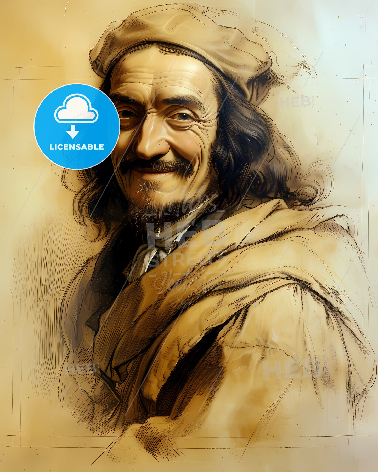 Thomas, Hobbes, 1588 - 1679, a painting of a man