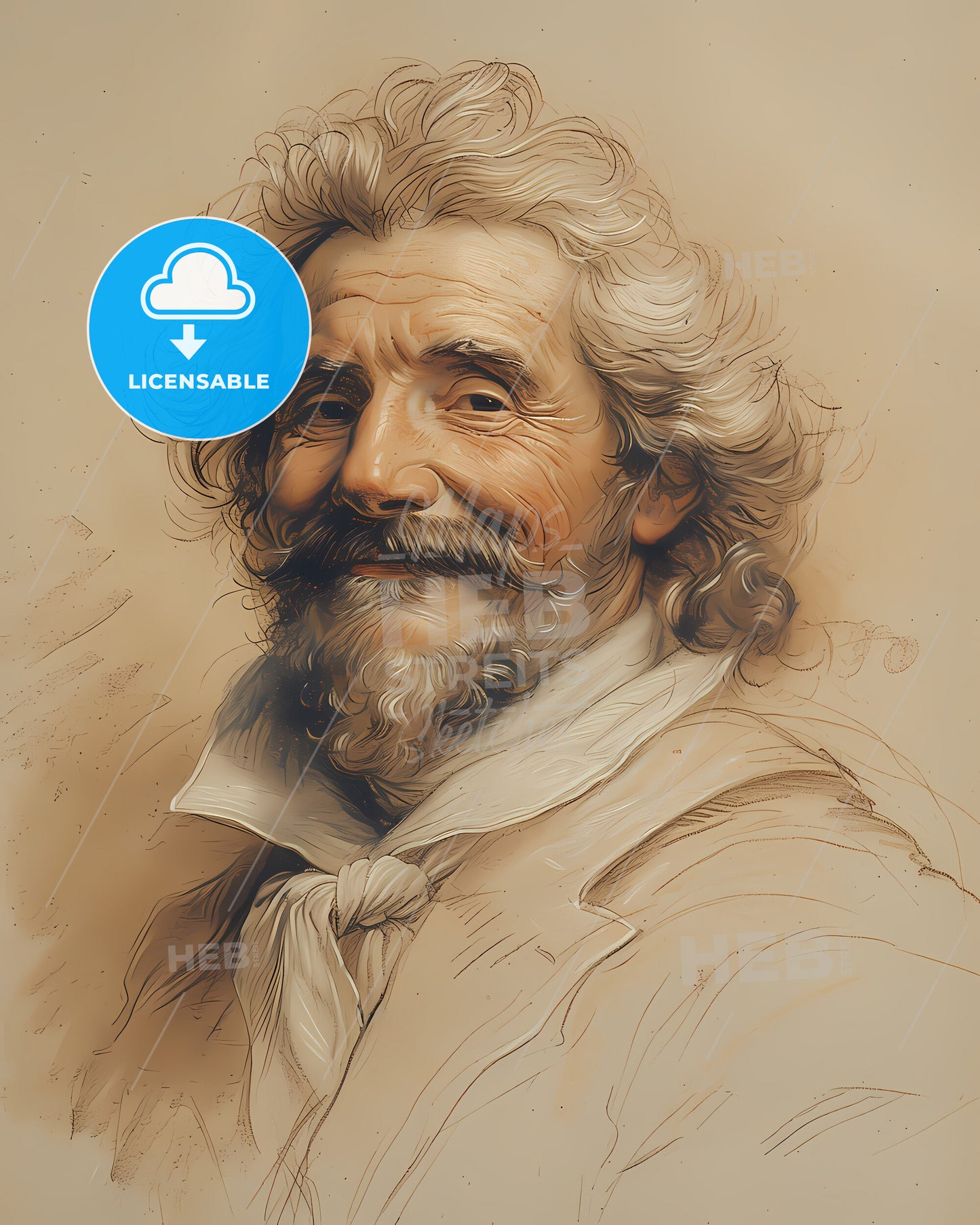 Christiaan, Huygens, 1629 - 1695, a painting of a man with a mustache