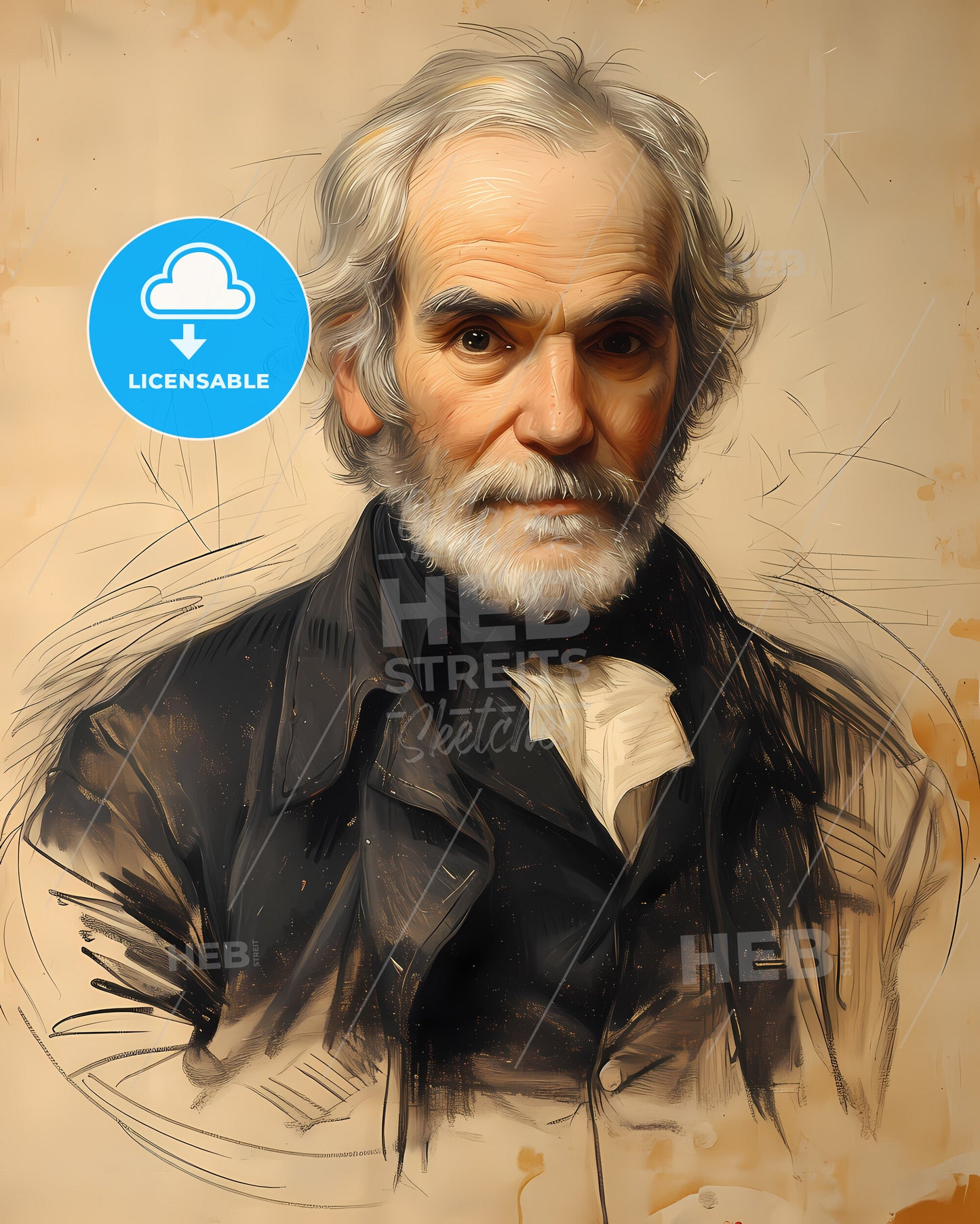 Benjamin, Rush, 1746 - 1813, a painting of a man with a beard