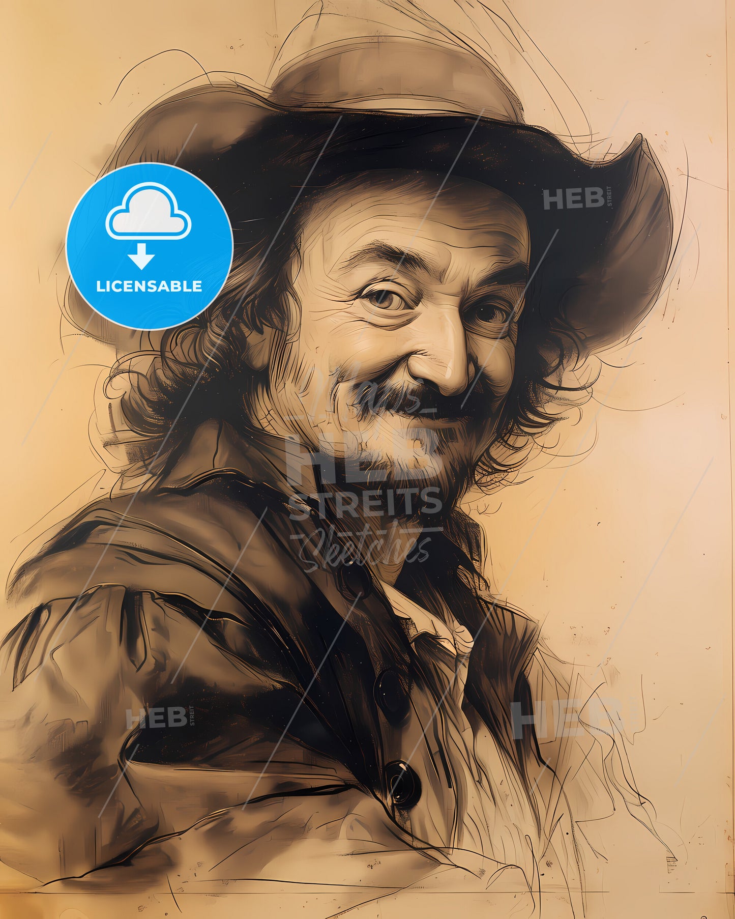 Thomas, Hobbes, 1588 - 1679, a man with a mustache wearing a hat