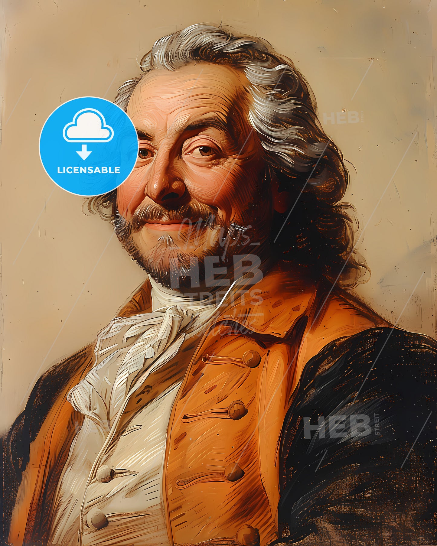 Giovanni Battista, Pergolesi, 1710 - 1736, a man with a beard and mustache wearing a brown vest