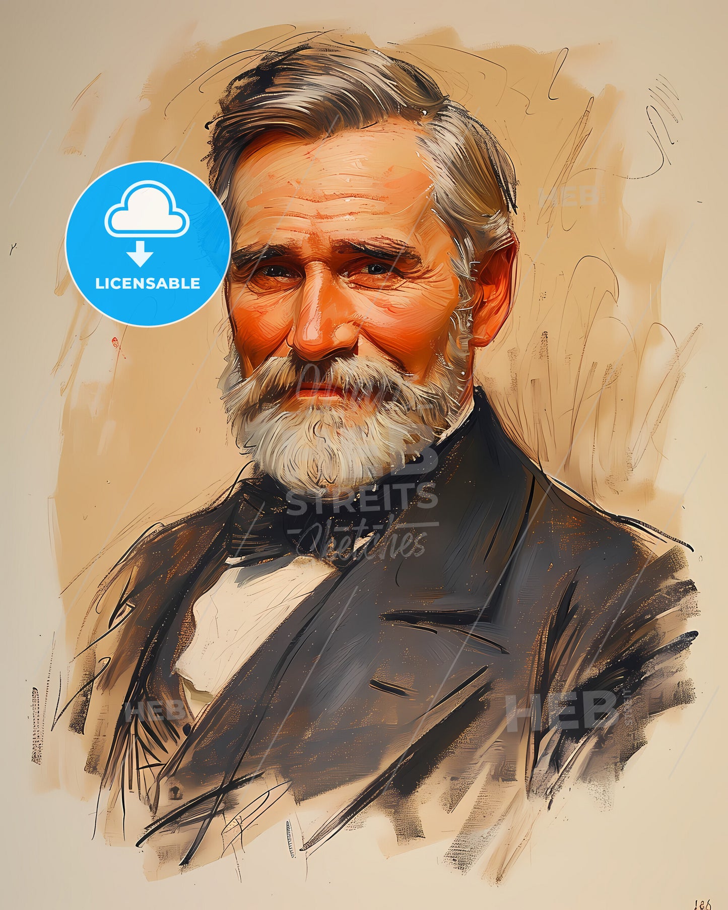 Ulysses, S. Grant, 1822 - 1885, a man with a beard