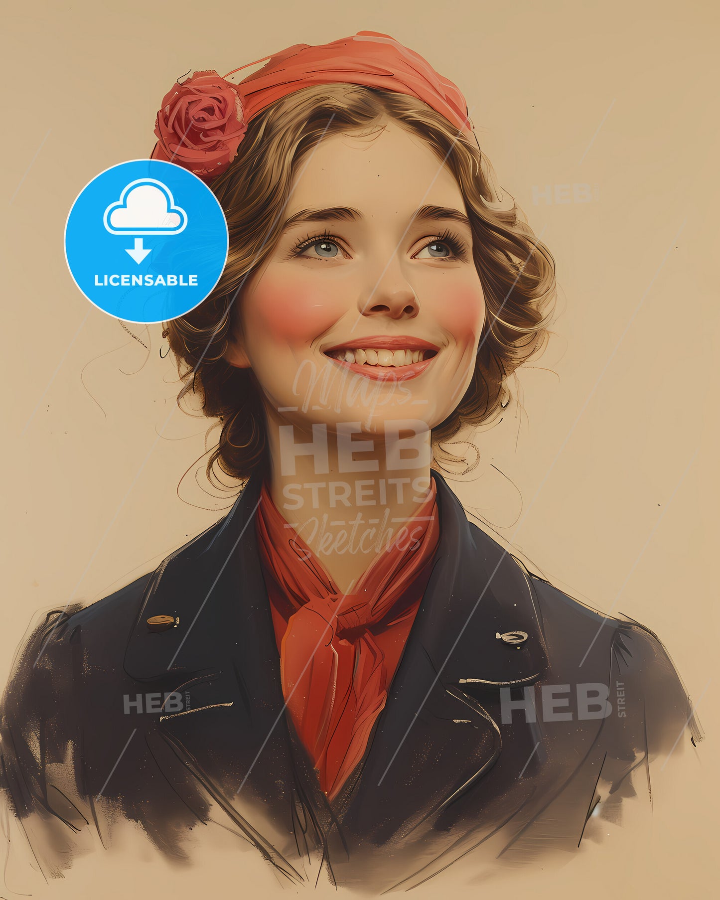 Elizabeth, Garrett Anderson, 1836 - 1917, a woman with a red flower in her hair