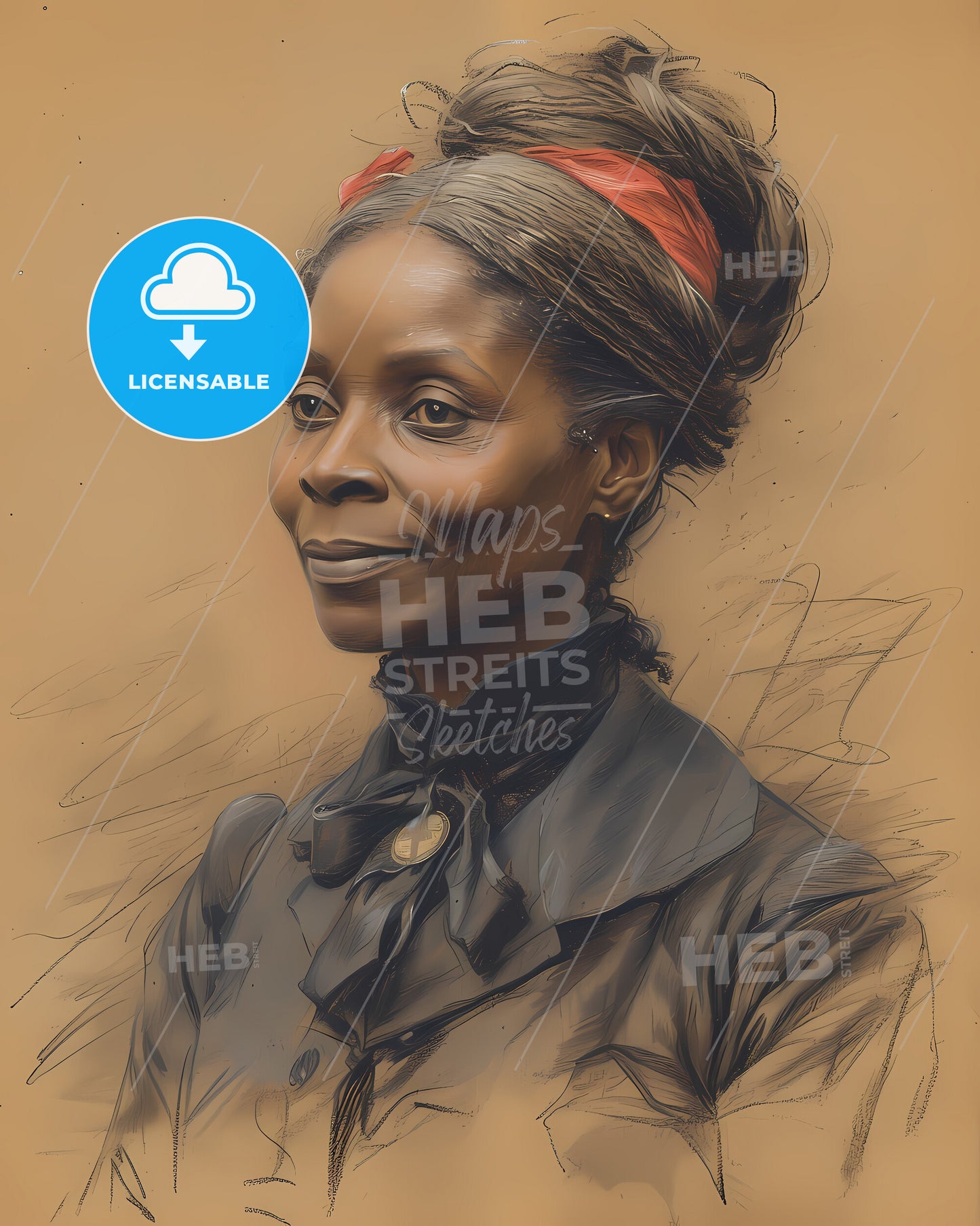 Mary, Seacole, 1805 - 1881, a woman with a red bow in her hair