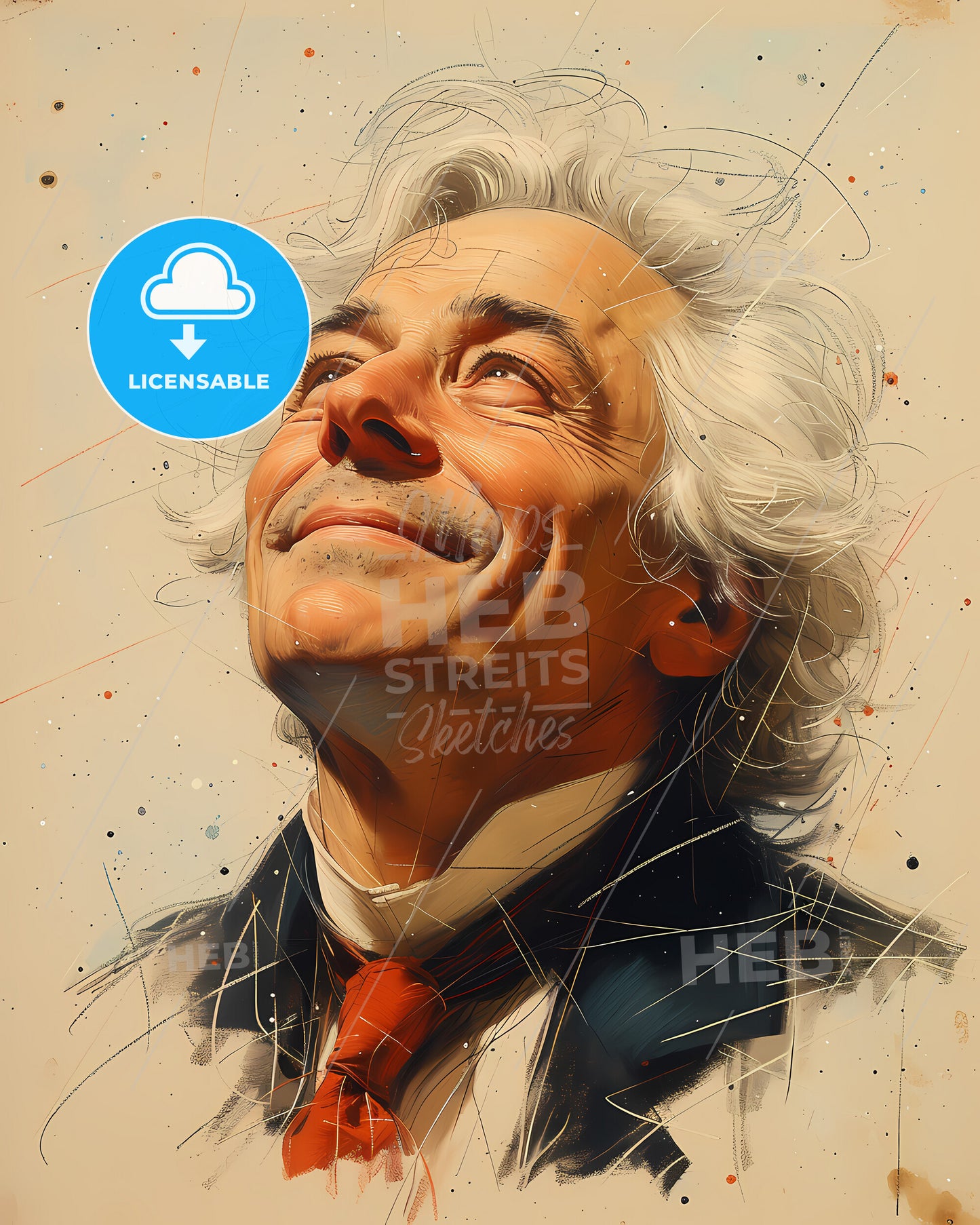 Euler, 1707 - 1783, a man with white hair and a red tie