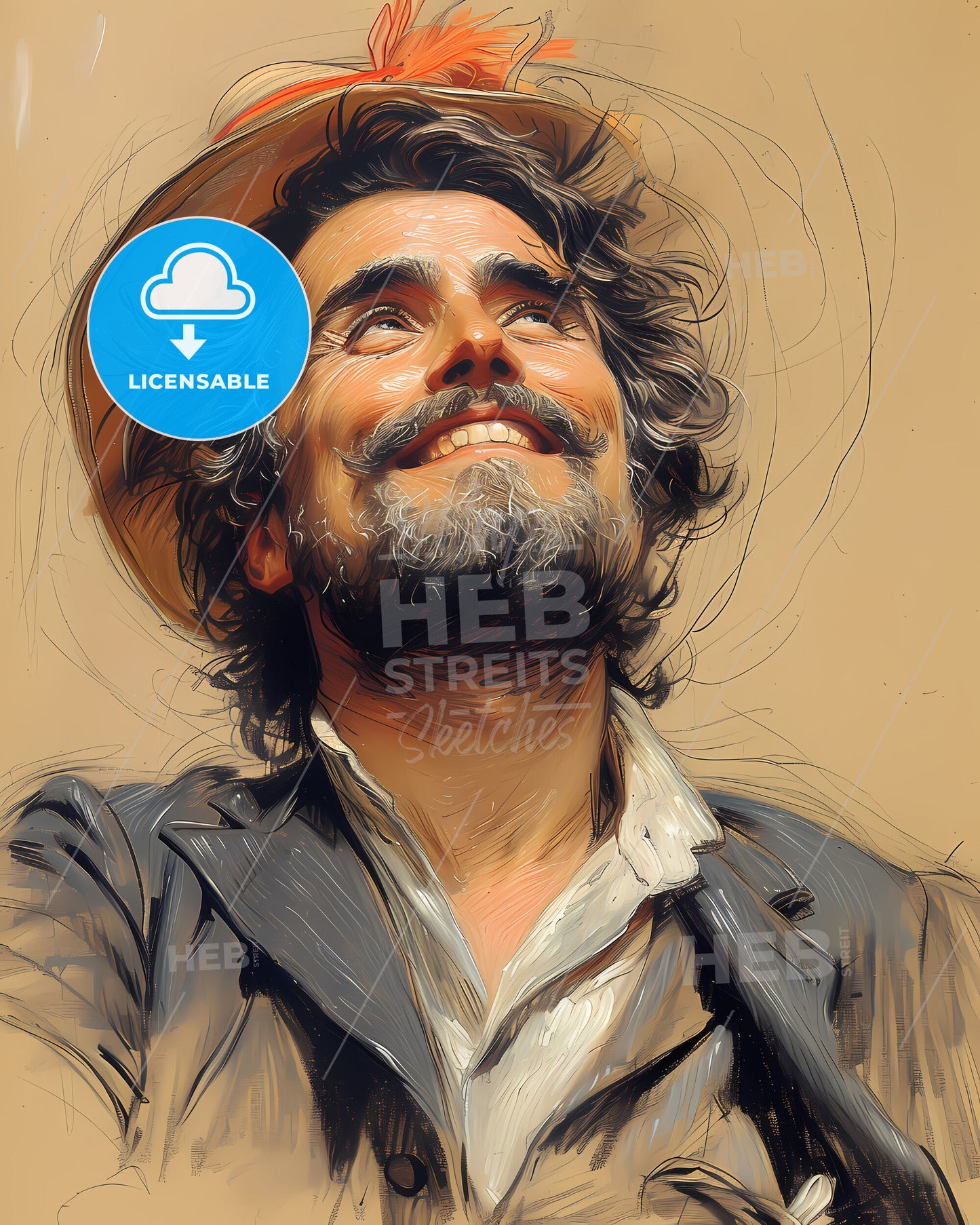 Emperor, Joshua Norton, 1818 - 1880, a man with a beard and mustache wearing a hat