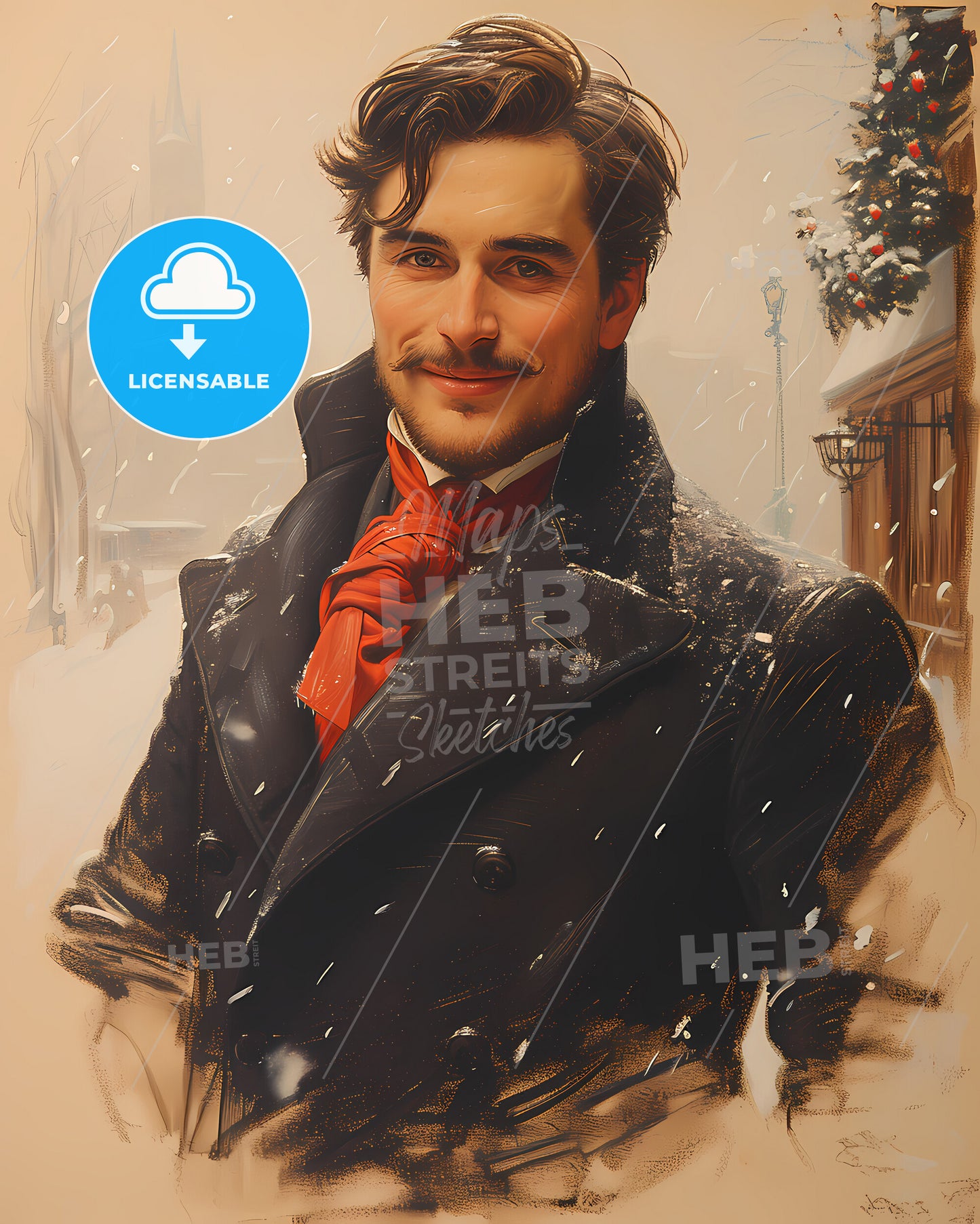 Henry Morton, Stanley, 1841 - 1904, a man in a coat and red scarf