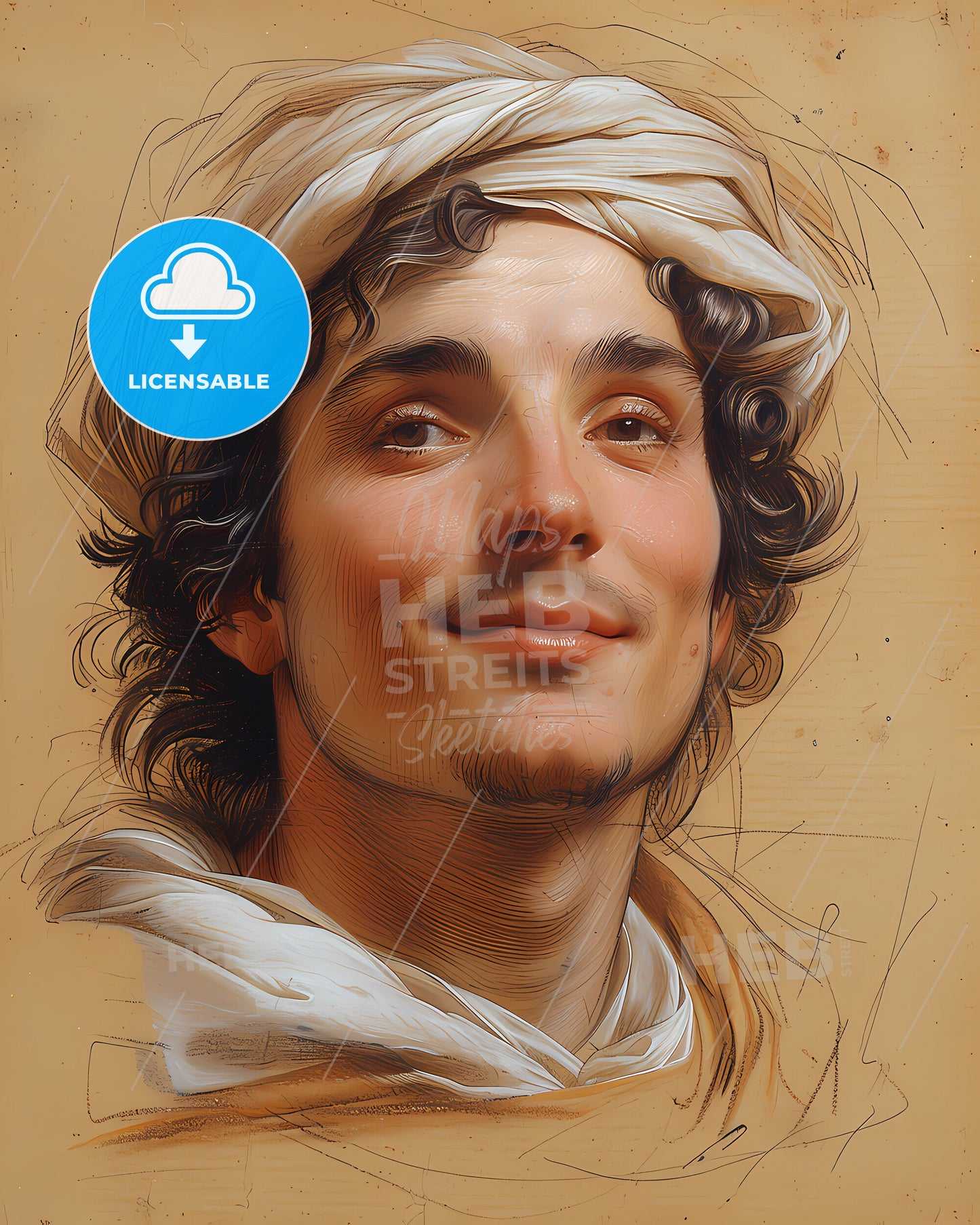 Andrea, Palladio, 1508 - 1580, a man with a white head wrap