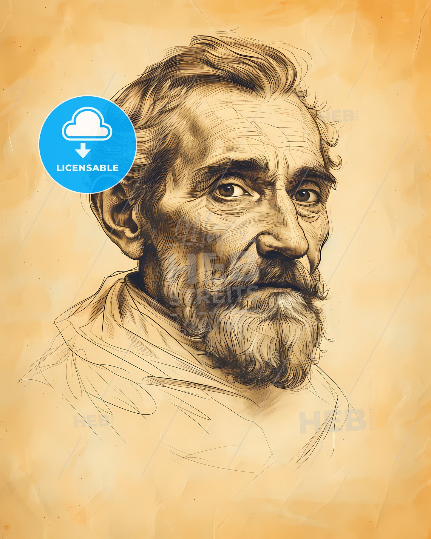 Johannes, Kepler, 1571 - 1630, a drawing of a man with a beard