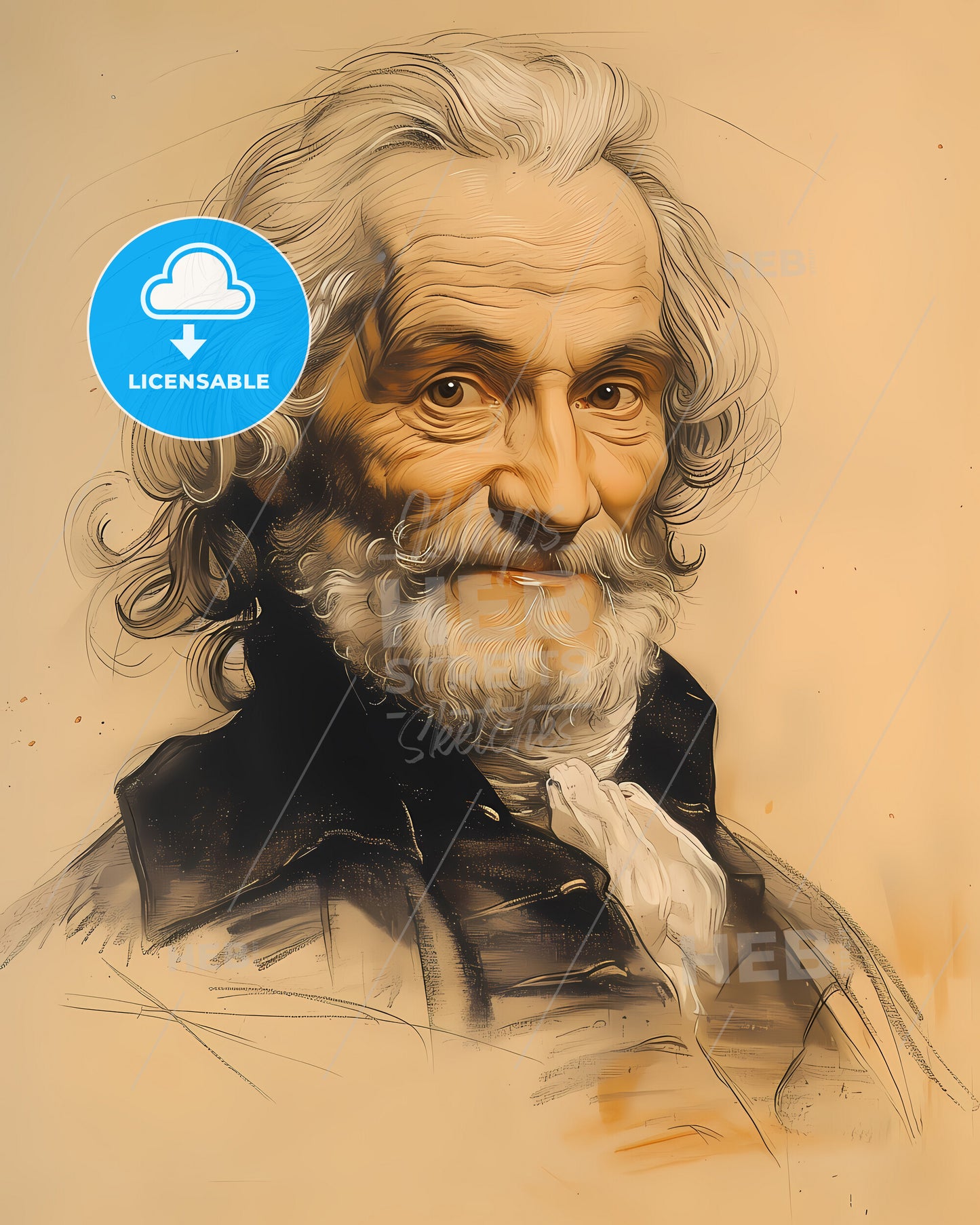 Paracelsus, 1493 - 1541, a drawing of a man with a beard