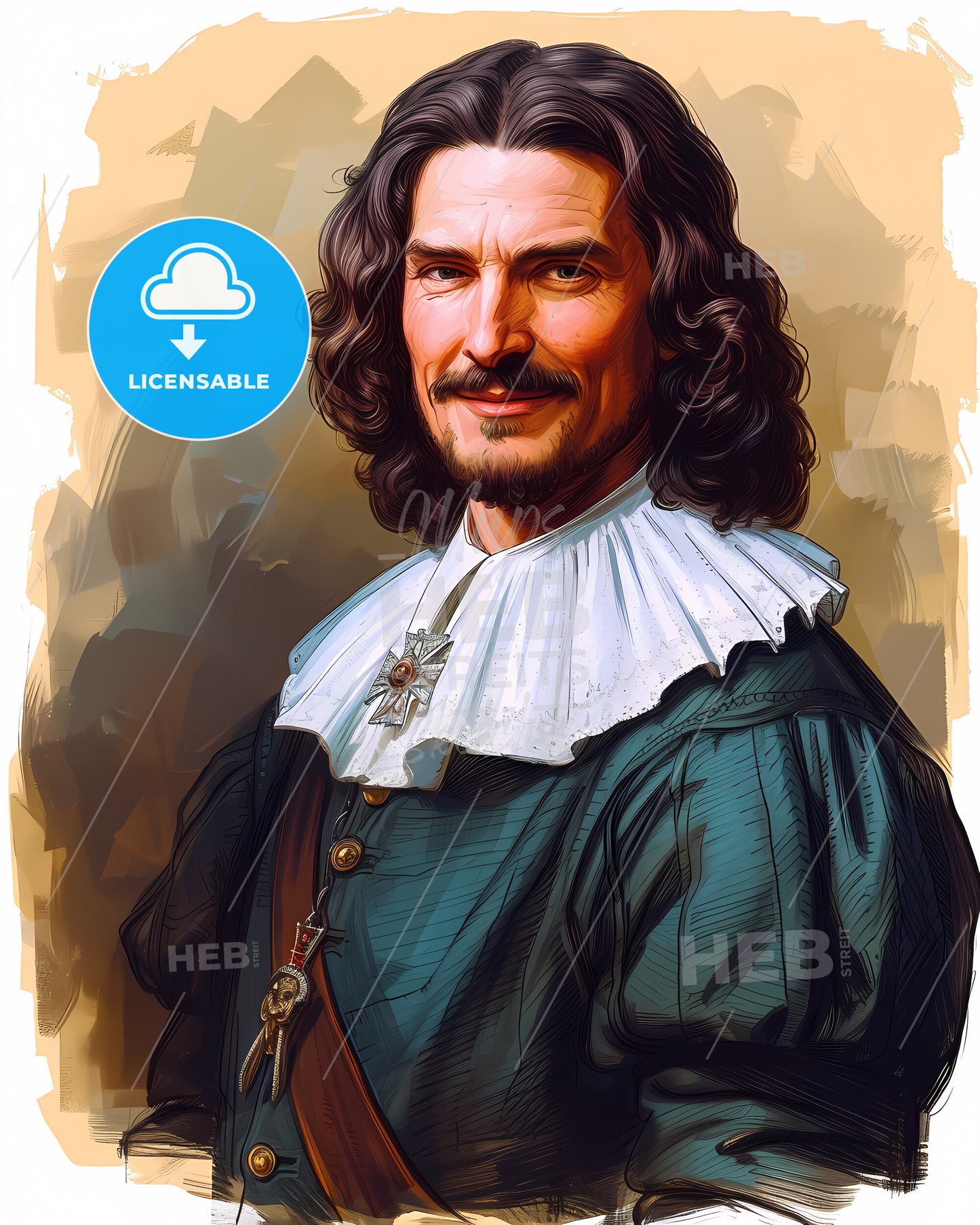 Ferdinand III, Holy Roman Emperor, 1608 - 1657, a man with long hair wearing a garment