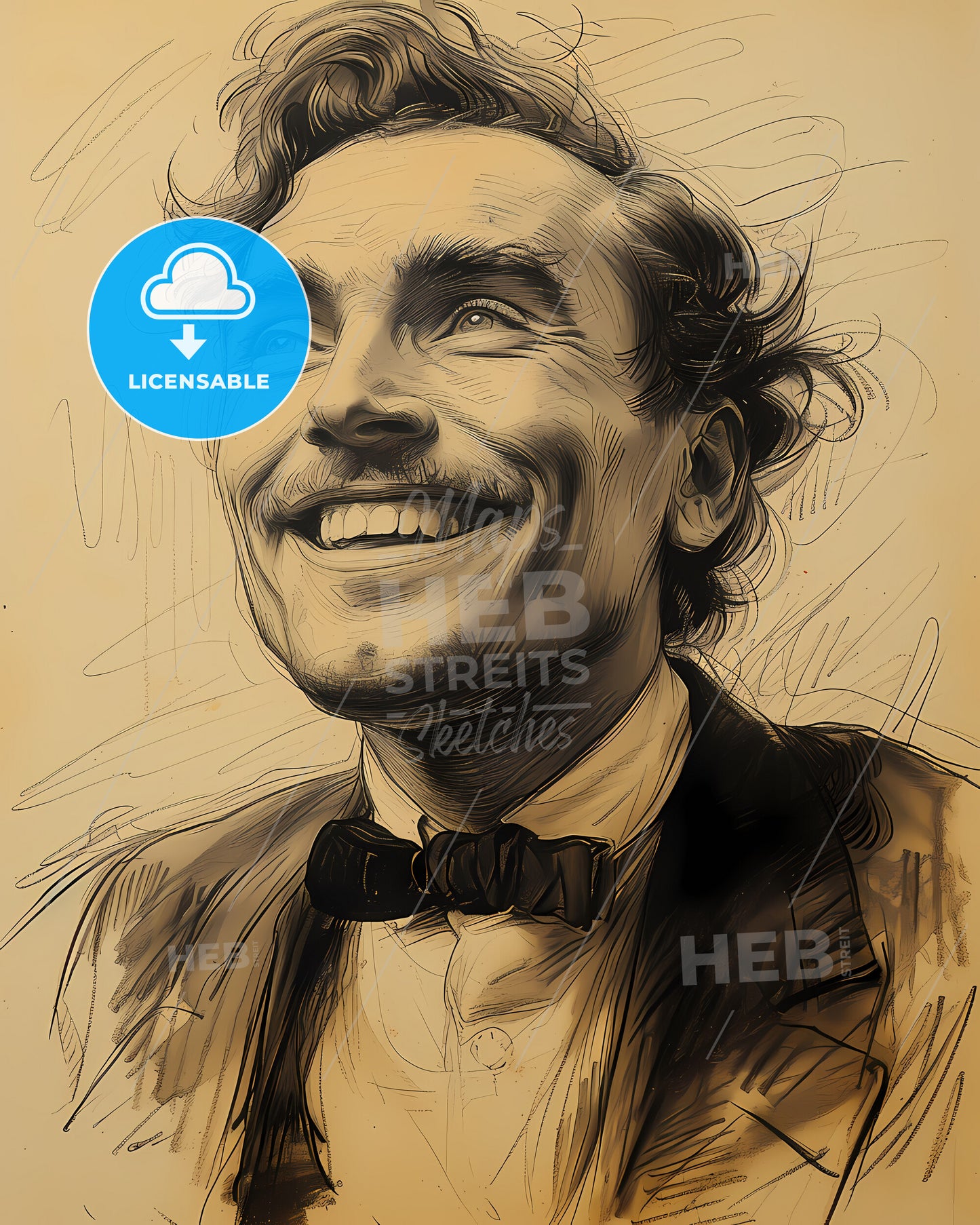 Alfred, Nobel, 1833 - 1896, a drawing of a man smiling