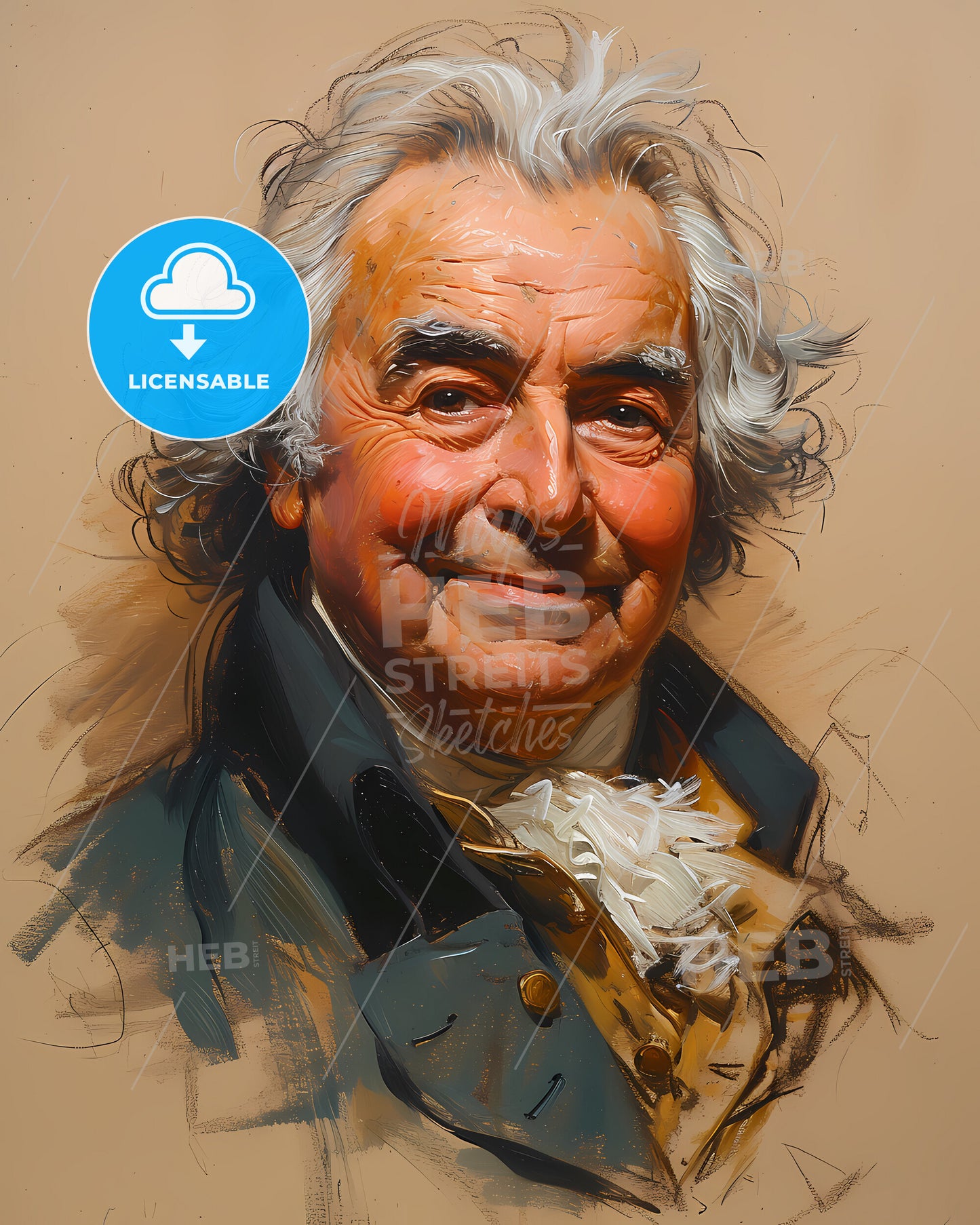 King, George III, 1738 - 1820, a man with white hair and a blue coat