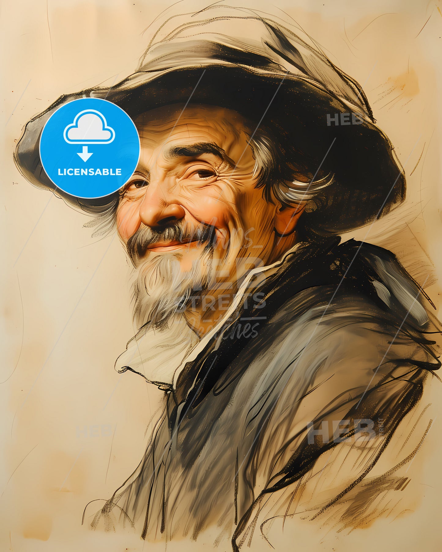 Baltasar, Gracián, 1601 - 1658, a drawing of a man wearing a hat