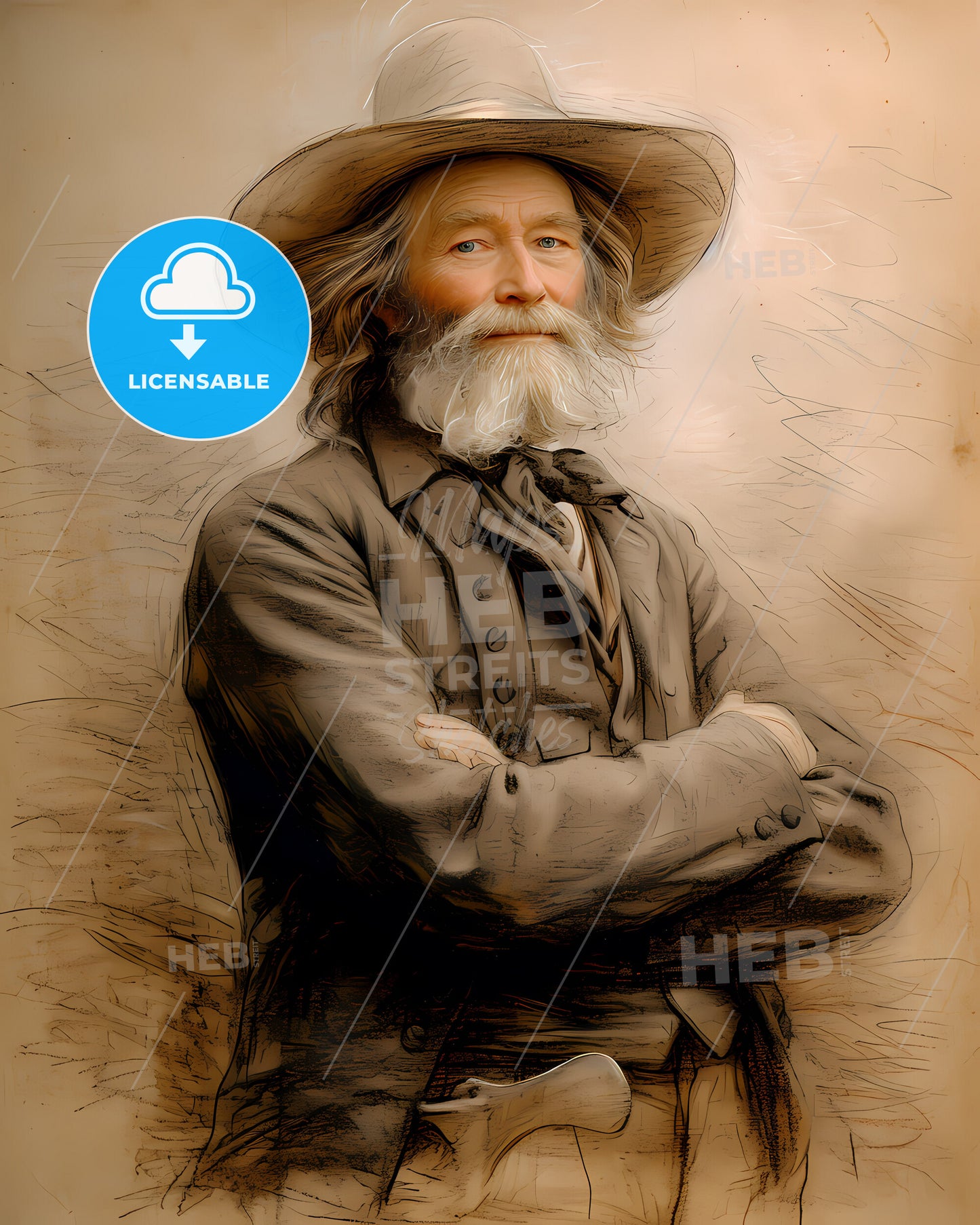 John Wesley, Powell, 1834 - 1902, a man with a beard and a hat