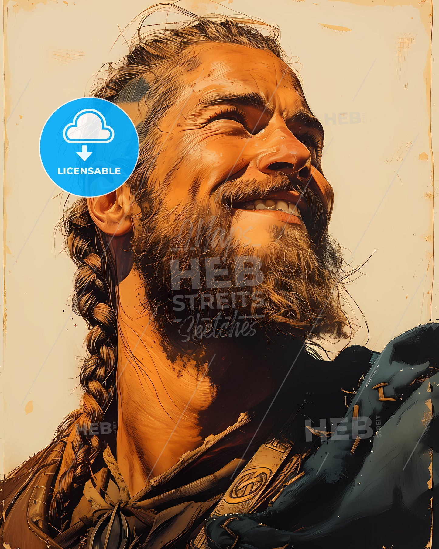 Bjorn, Ironside, c. 9th century - c. 950, a man with a beard and braided hair