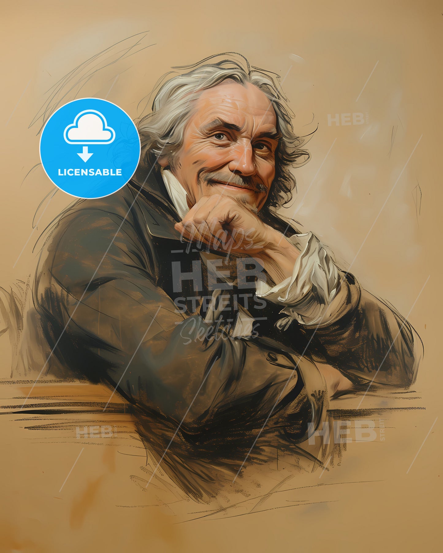 Thomas, Browne, 1605 - 1682, a man with his hand on his chin