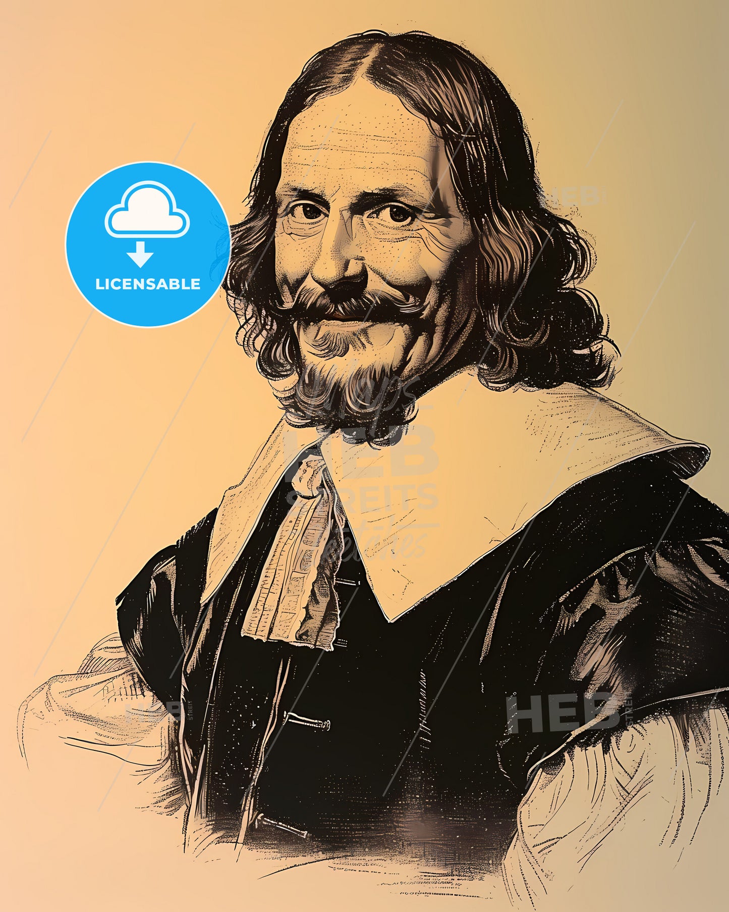 Pierre, Gassendi, 1592 - 1655, a man with long hair and a beard